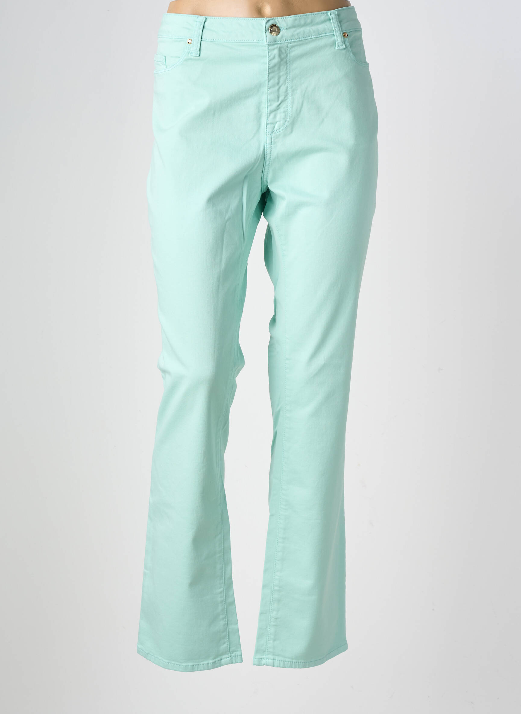 Pantalon slim țesătură poplin mărime normală verde VOTRE NOM femeie