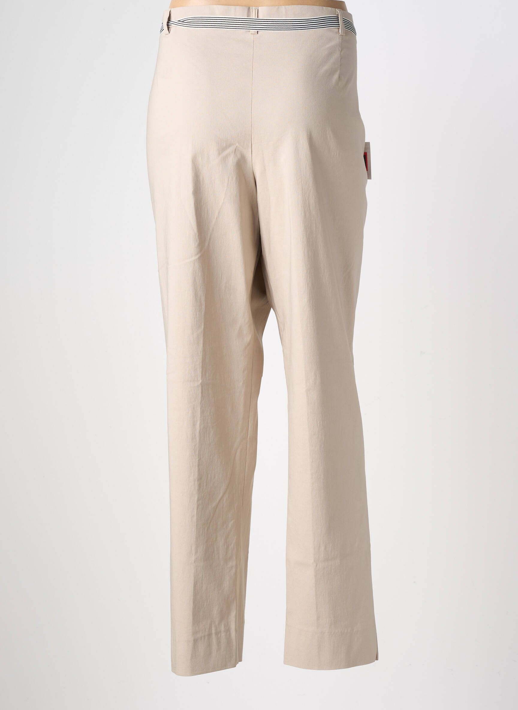 Pantalon drept țesătură poplin mărime normală bej CHRISTINE LAURE femeie