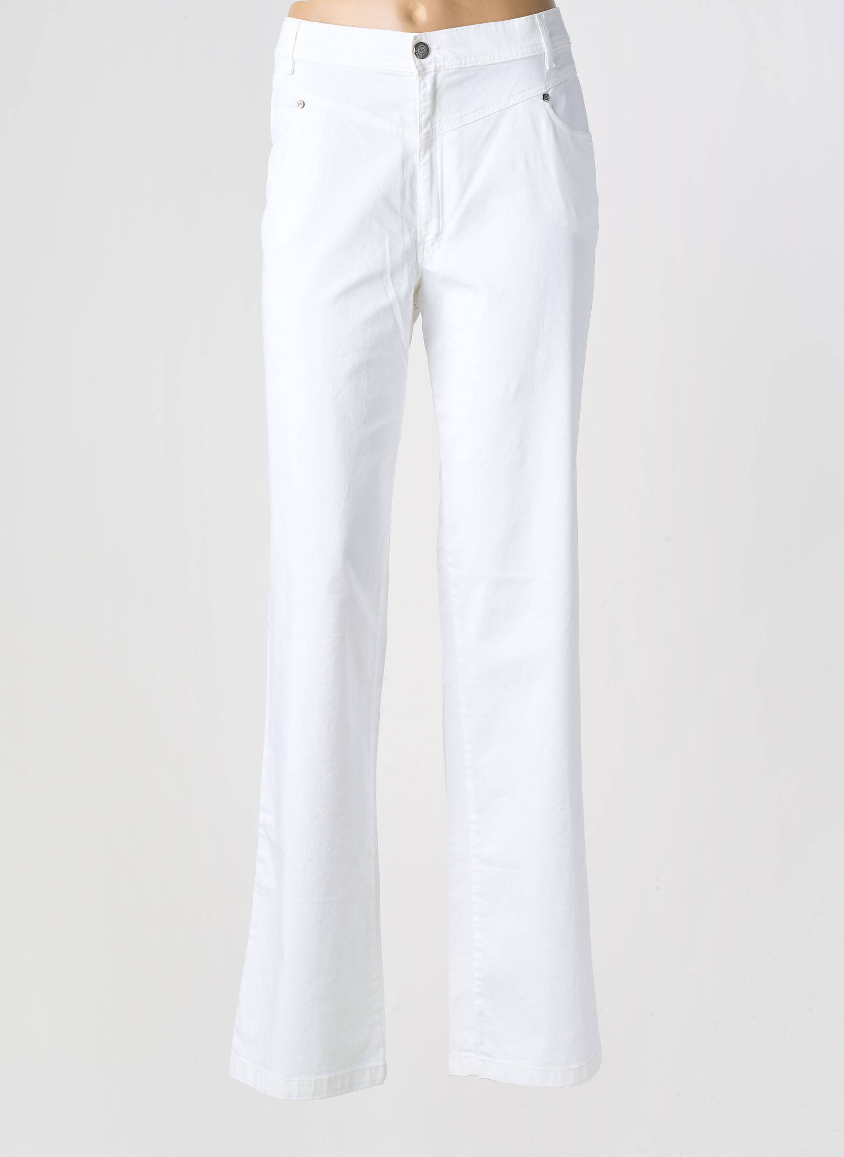 Pantalon drept țesătură poplin mărime normală alb ROSA ROSAM femeie