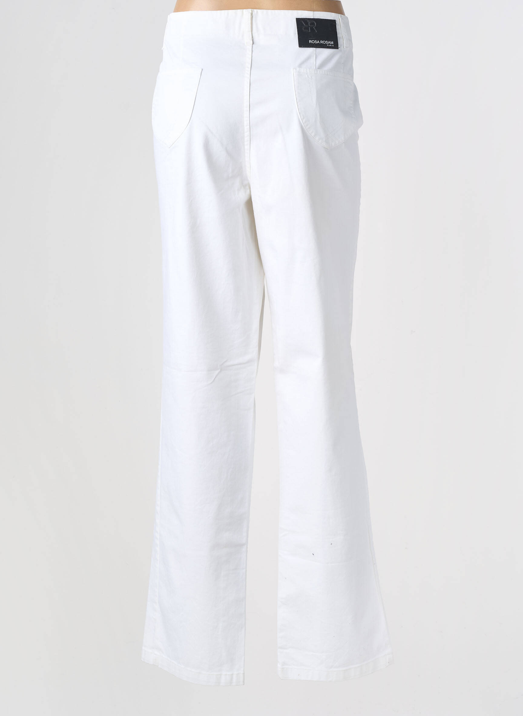 Pantalon drept țesătură poplin mărime normală alb ROSA ROSAM femeie
