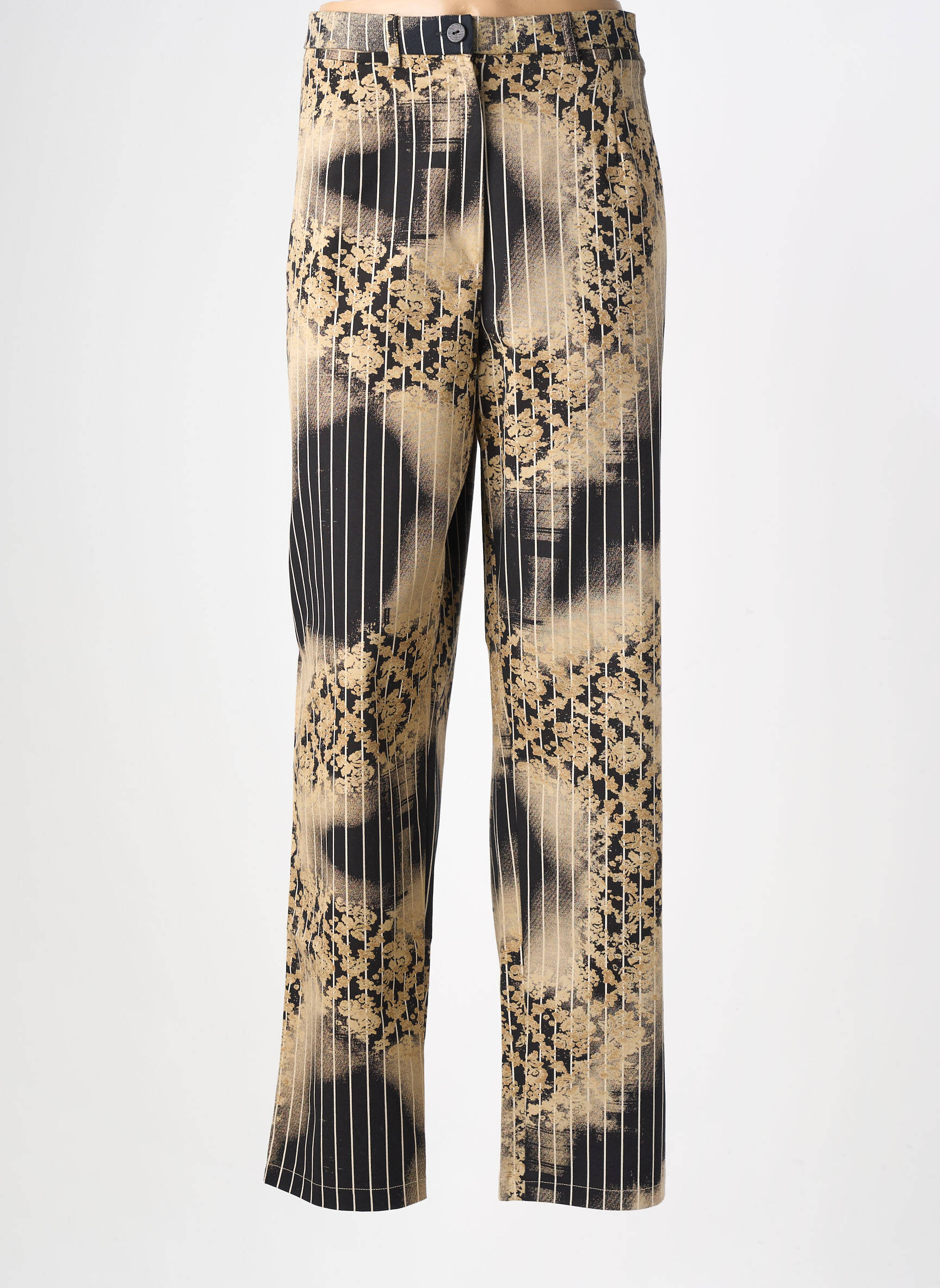 Pantalon drept talie cu cleme mărime normală negru CHRISTINE LAURE femeie