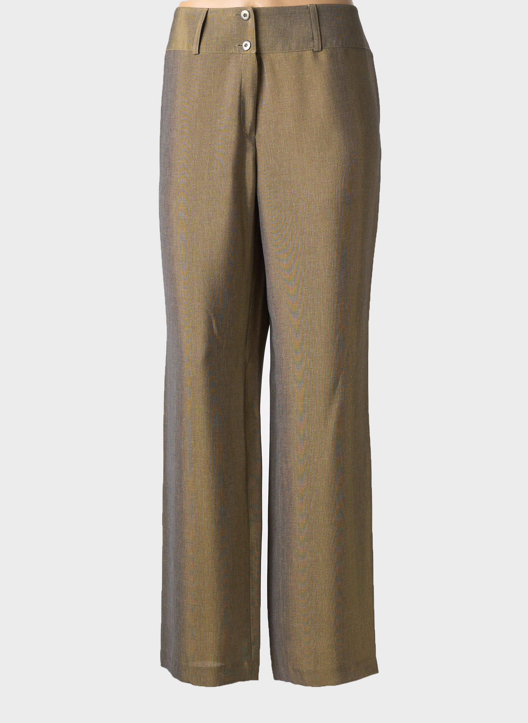 Pantalon drept talie cu cleme talie înaltă verde GREGORY PAT femeie