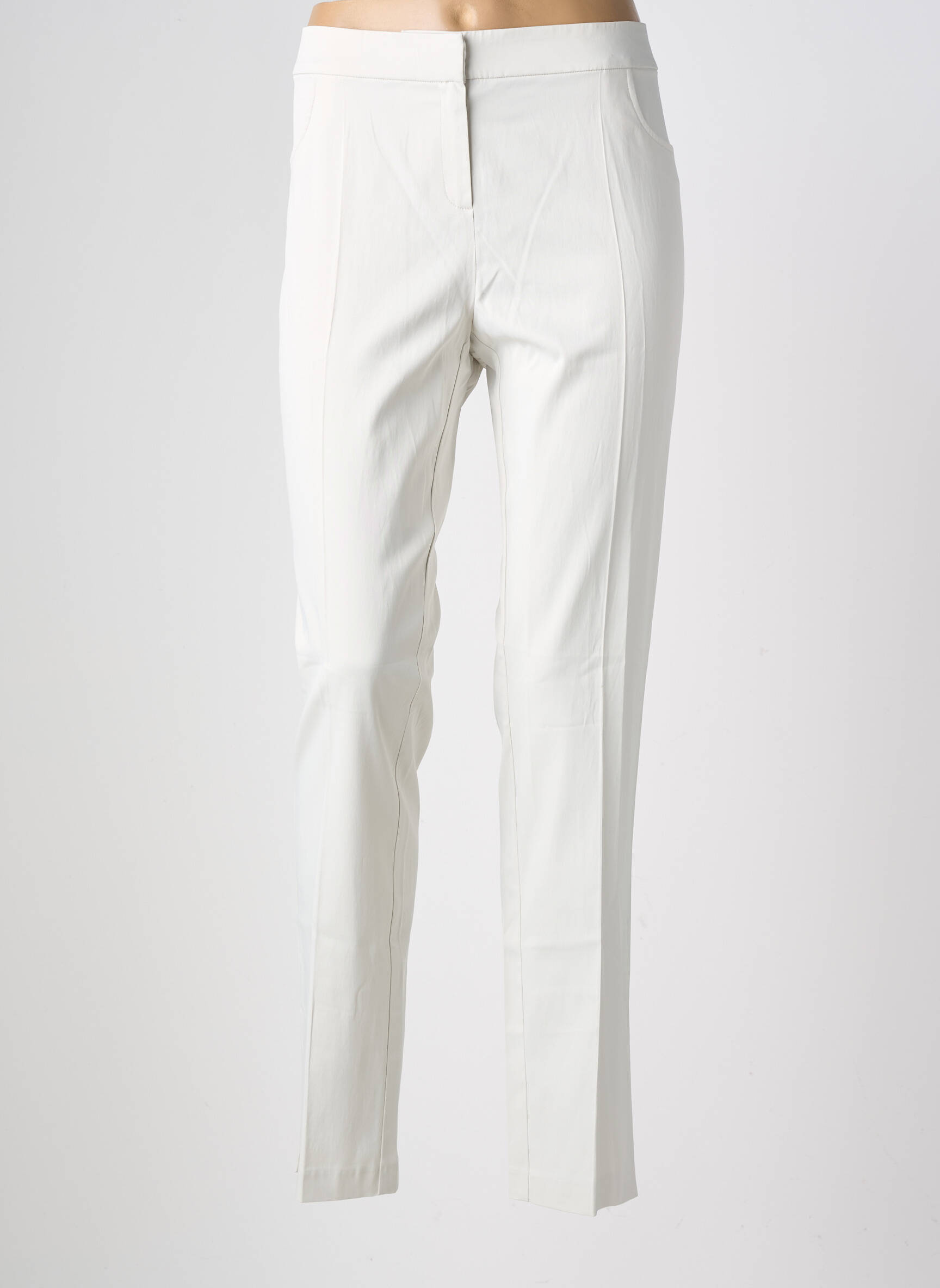 Pantalon slim țesătură poplin mărime normală gri NATHALIE CHAIZE femeie
