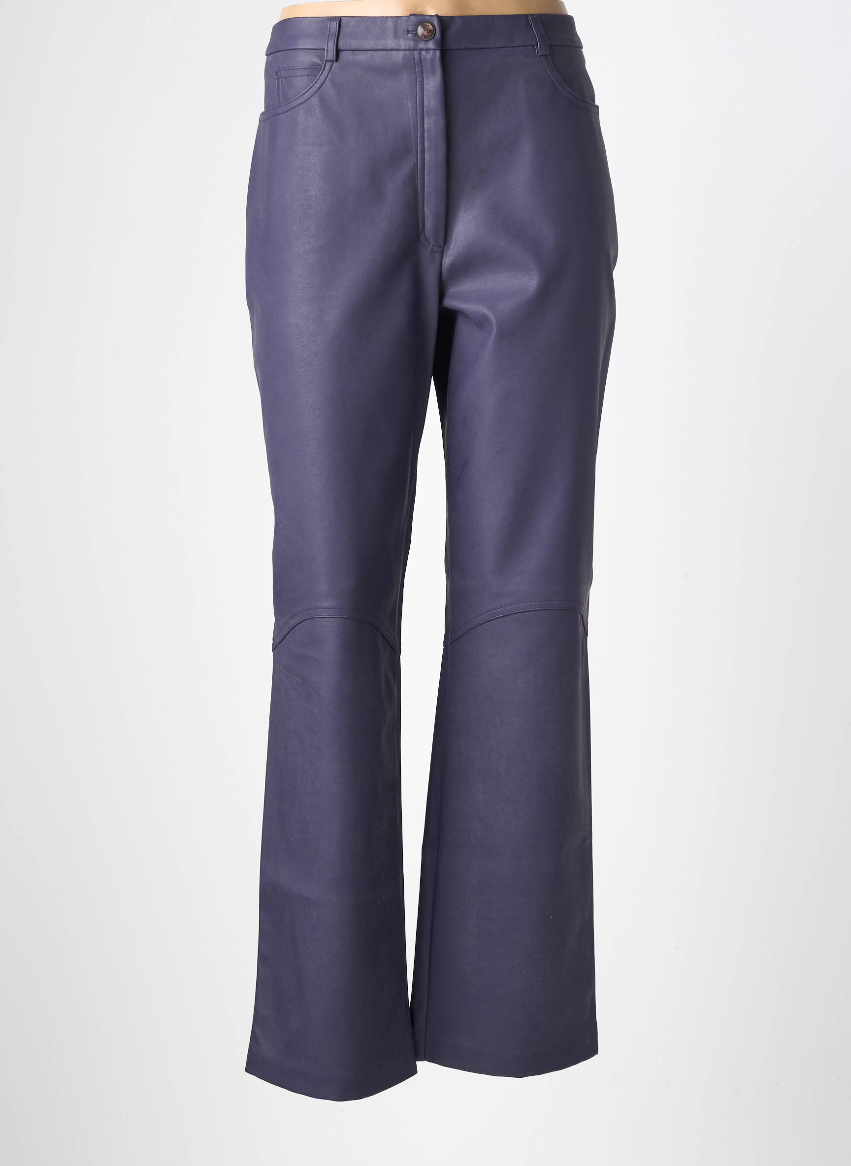 Pantalon drept închidere cu fermoar sub clapetă cu nasturi mărime normală violet CHRISTINE LAURE femeie