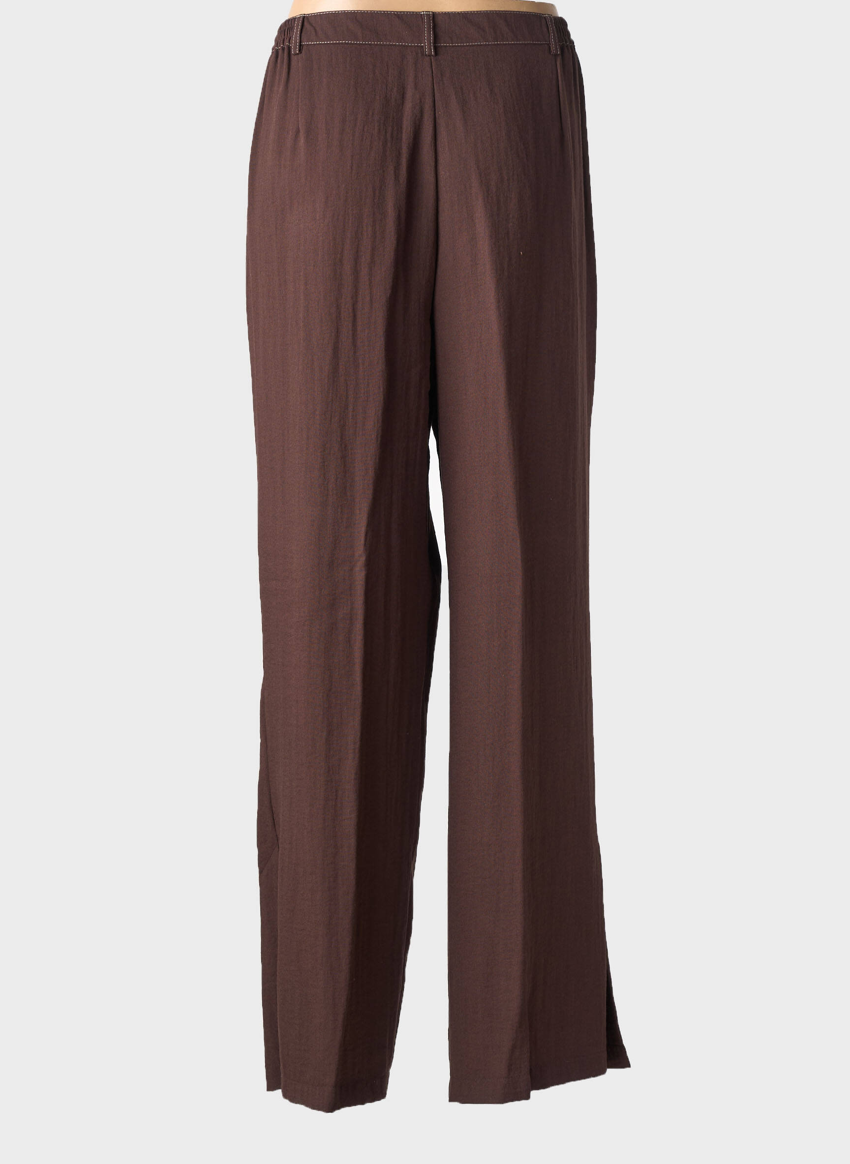 Pantalon drept țesătură crep mărime normală maro CHRISTINE LAURE femeie