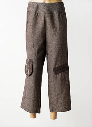 Pantalon 7/8 talie cu cleme mărime normală maro FIGURE LIBRE femeie