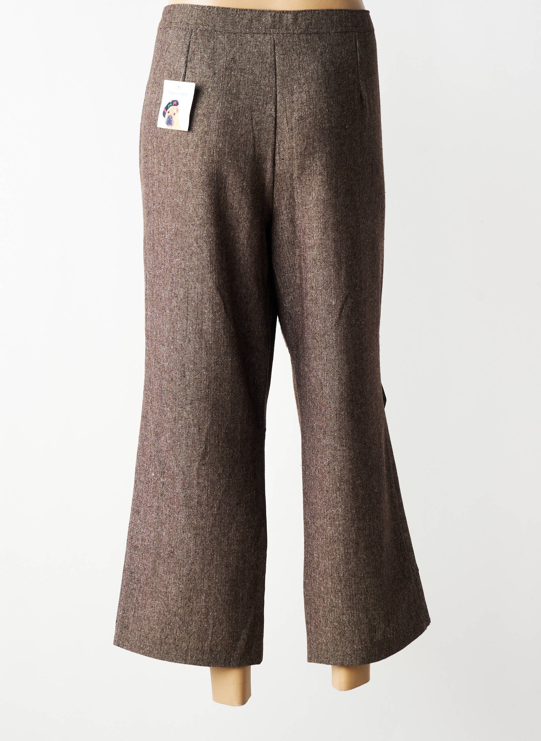 Pantalon 7/8 talie cu cleme mărime normală maro FIGURE LIBRE femeie