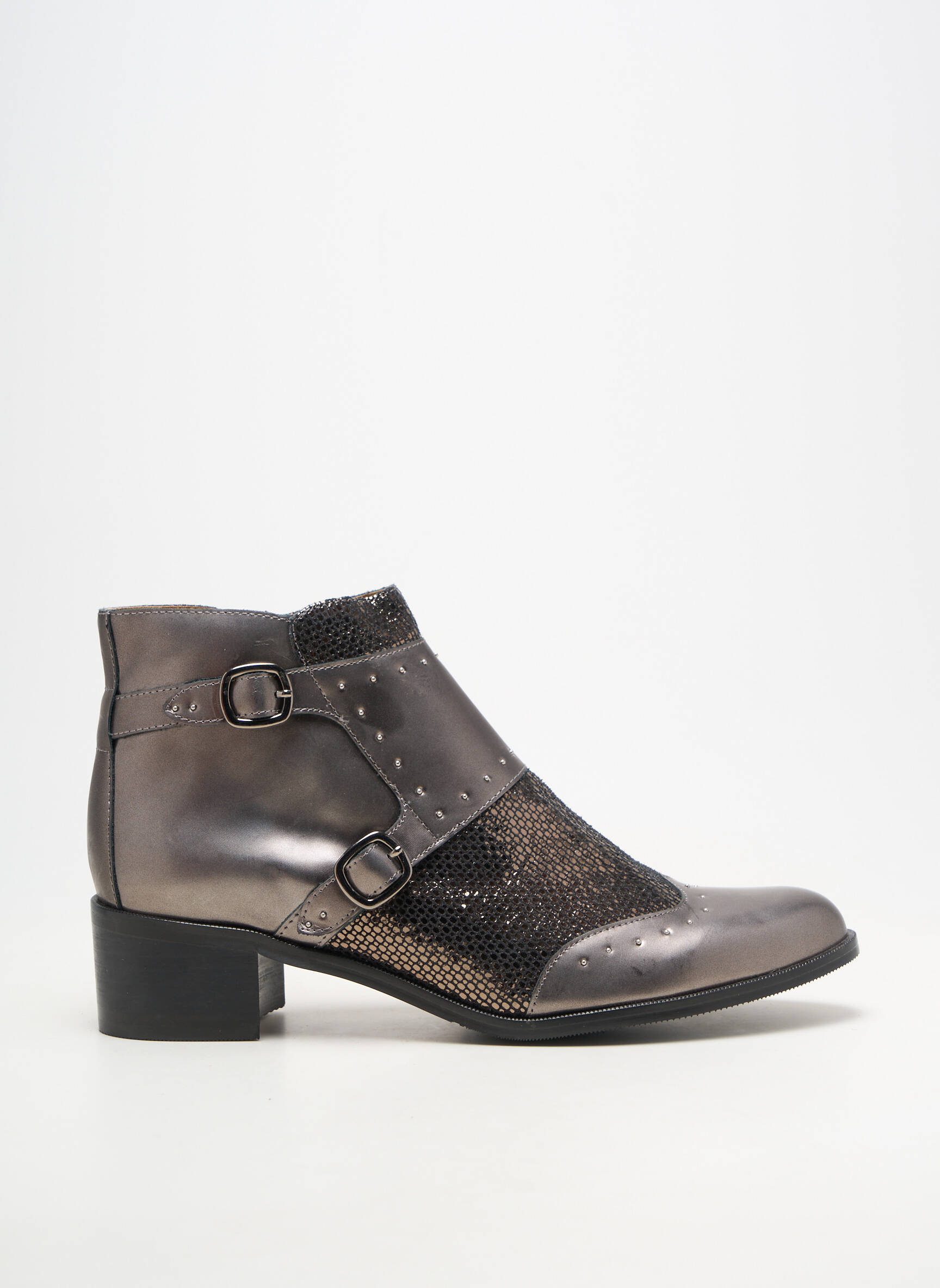 Botine/ghete material neted toc de 4 la 6 cm argintiu KARSTON femeie