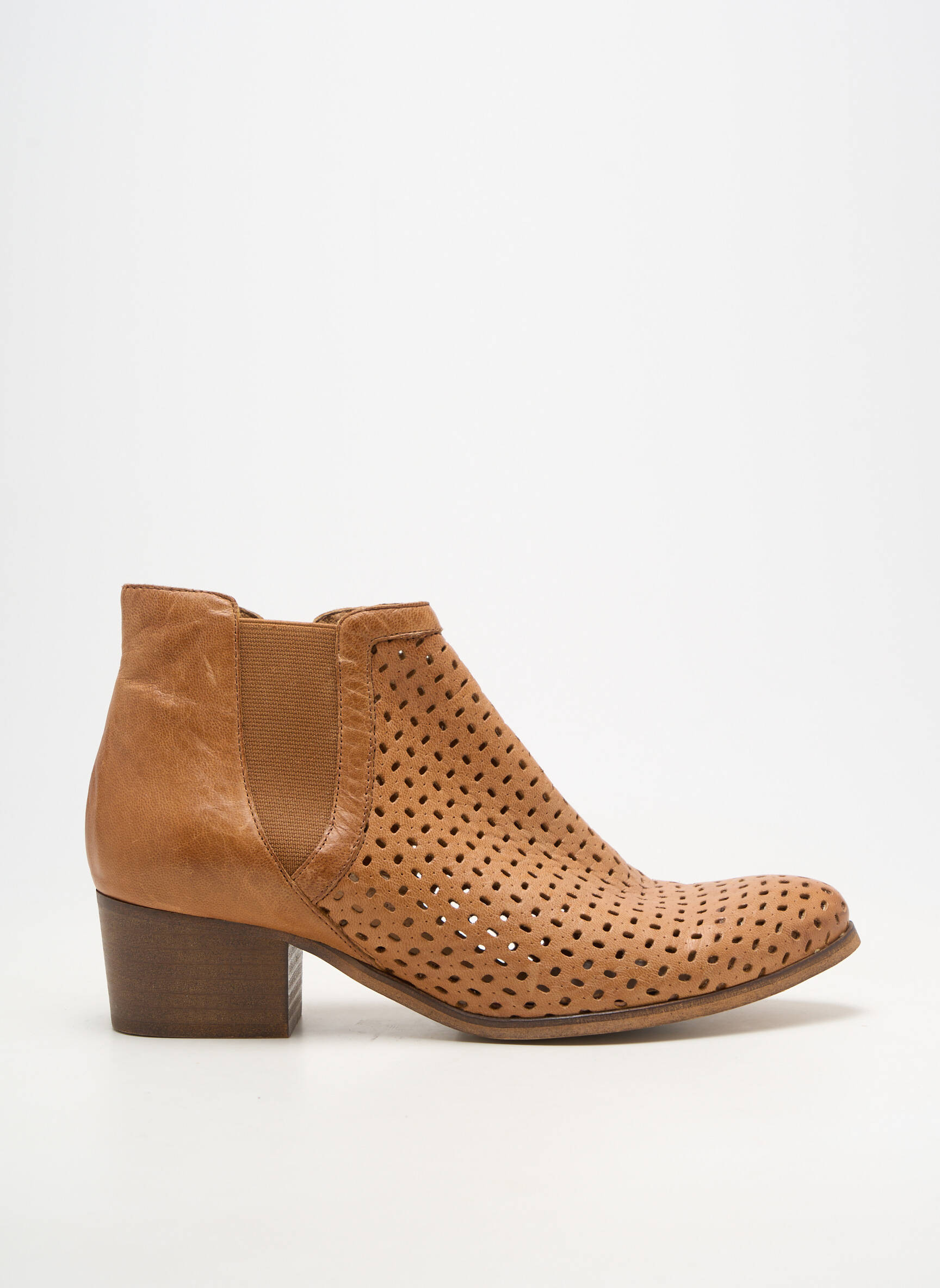 Botine/ghete material neted toc de 4 la 6 cm maro KARSTON femeie