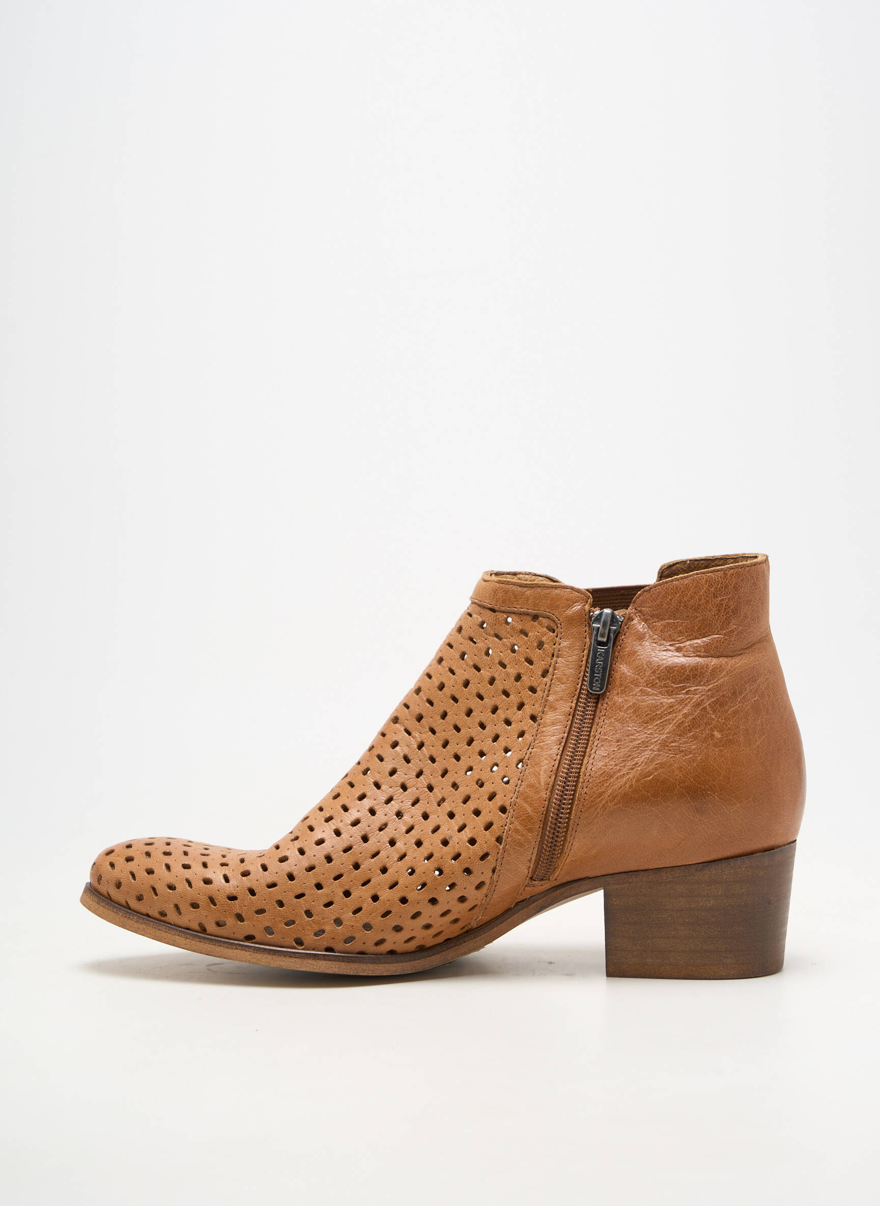 Botine/ghete material neted toc de 4 la 6 cm maro KARSTON femeie