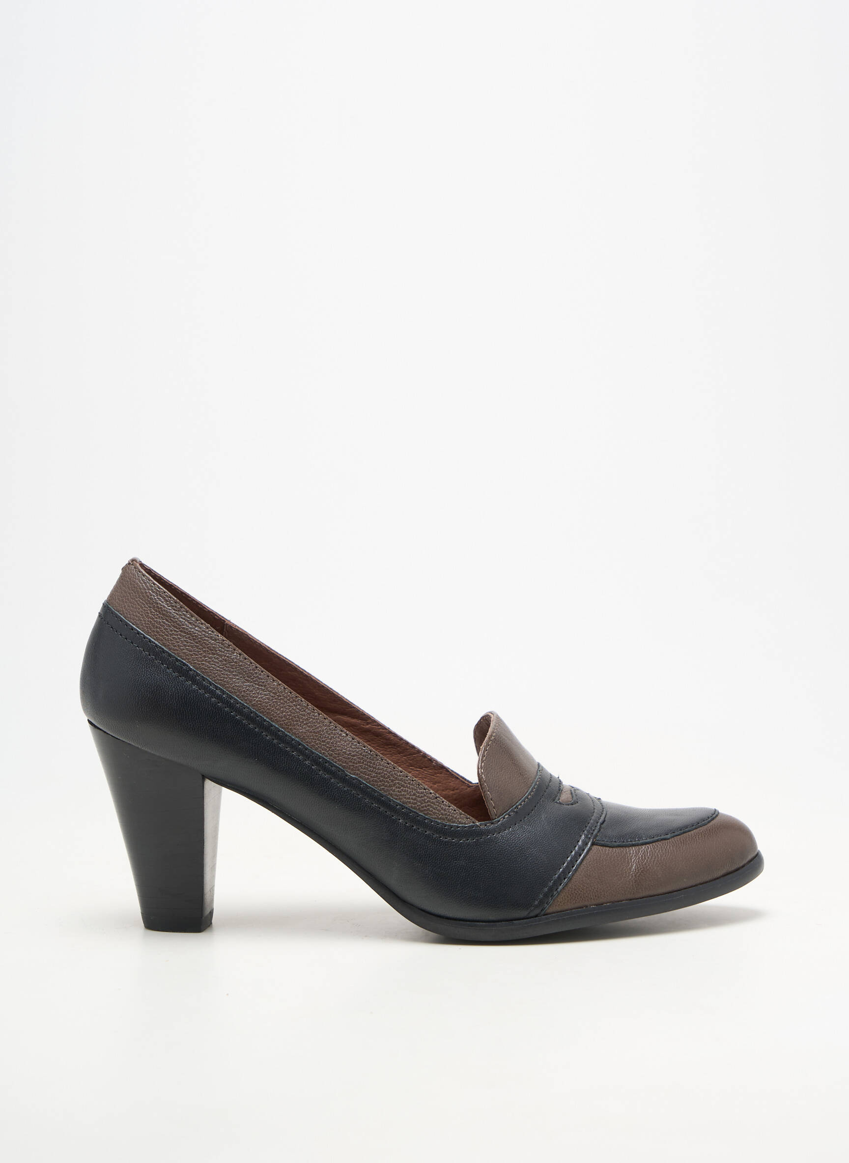 Pantofi cu toc material neted toc de 7 la 9 cm negru KARSTON femeie