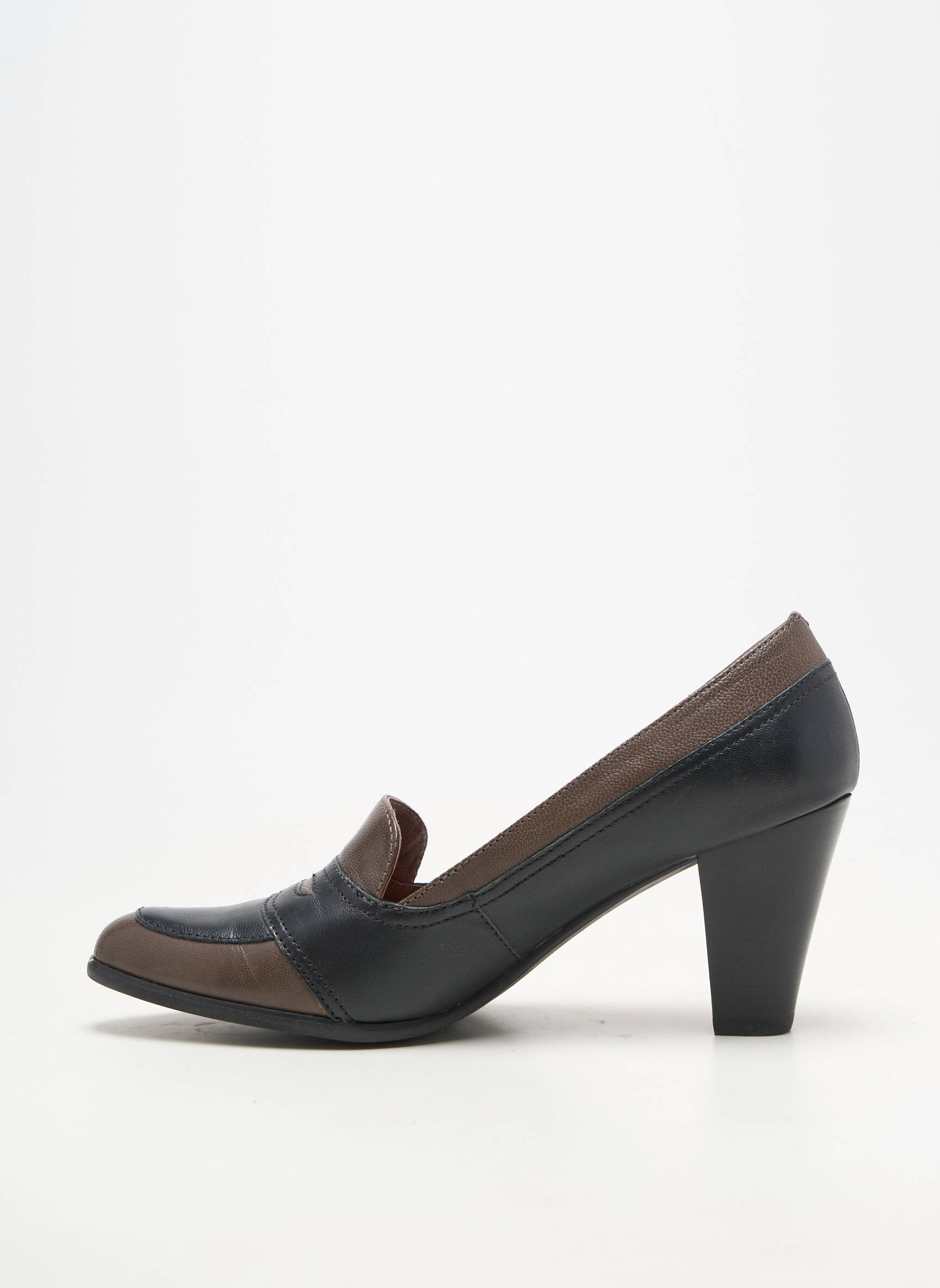 Pantofi cu toc material neted toc de 7 la 9 cm negru KARSTON femeie