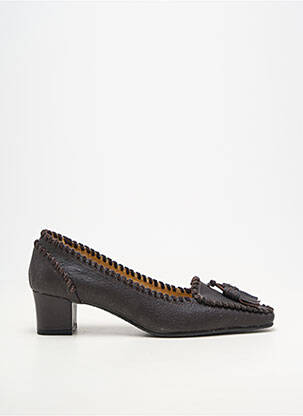 Pantofi cu toc material neted toc de 4 la 6 cm maro FABIANNA femeie