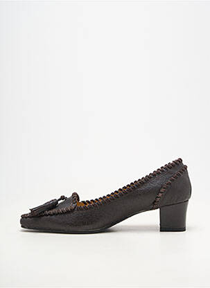 Pantofi cu toc material neted toc de 4 la 6 cm maro FABIANNA femeie