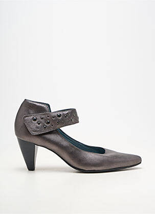 Pantofi cu toc material neted toc de 7 la 9 cm gri MADISON femeie