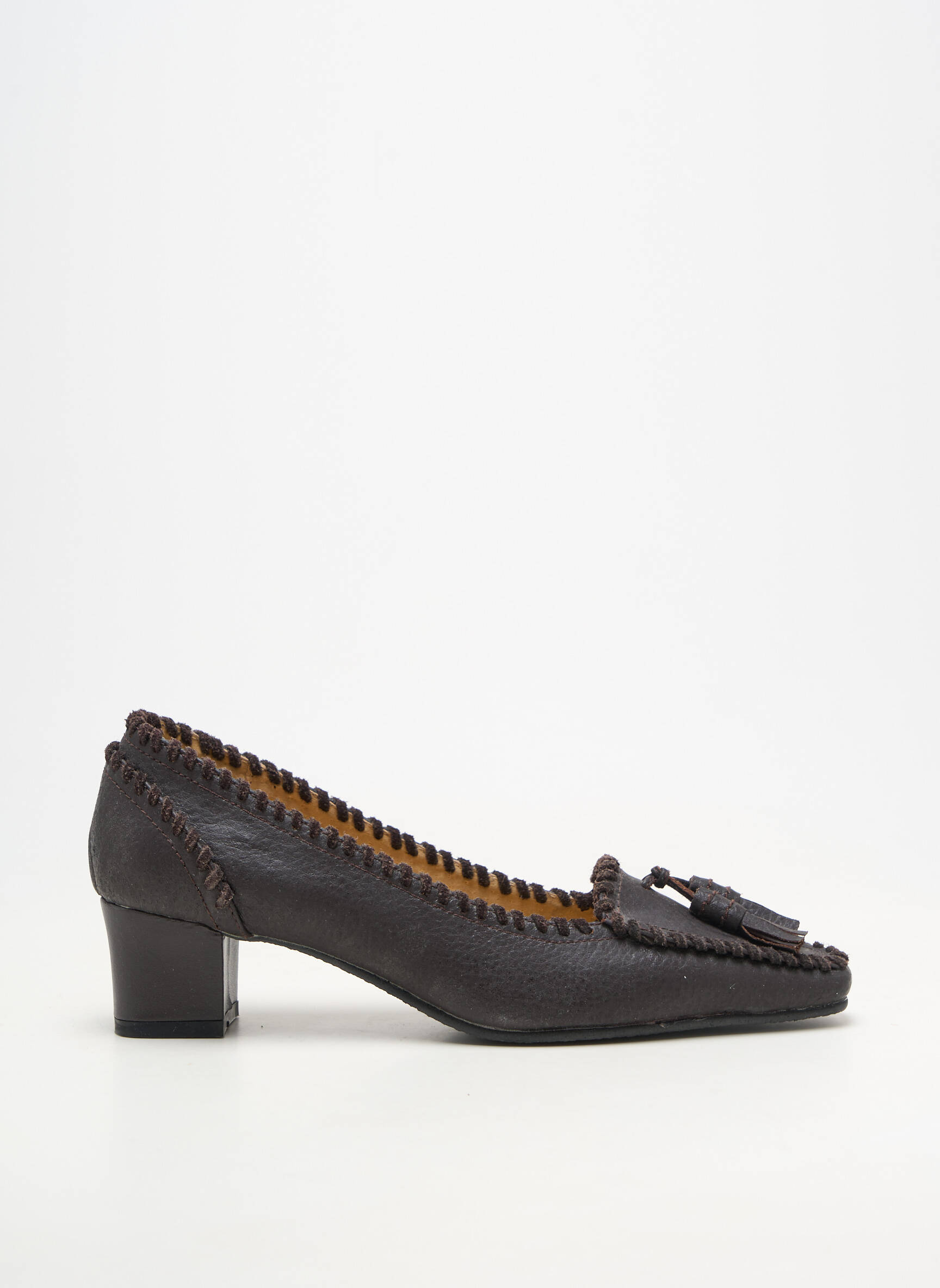 Pantofi cu toc material neted toc de 4 la 6 cm maro FABIANNA femeie
