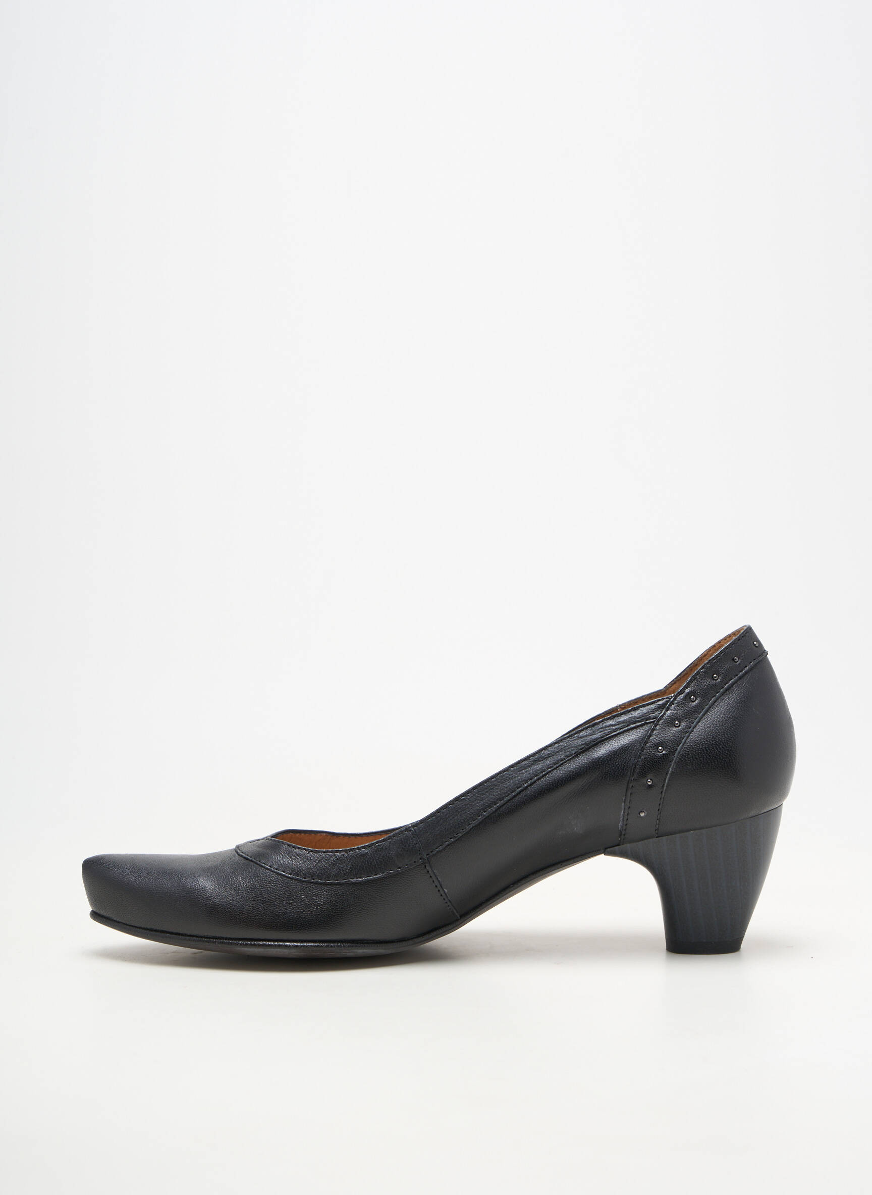 Pantofi cu toc material neted toc de 4 la 6 cm negru KARSTON femeie