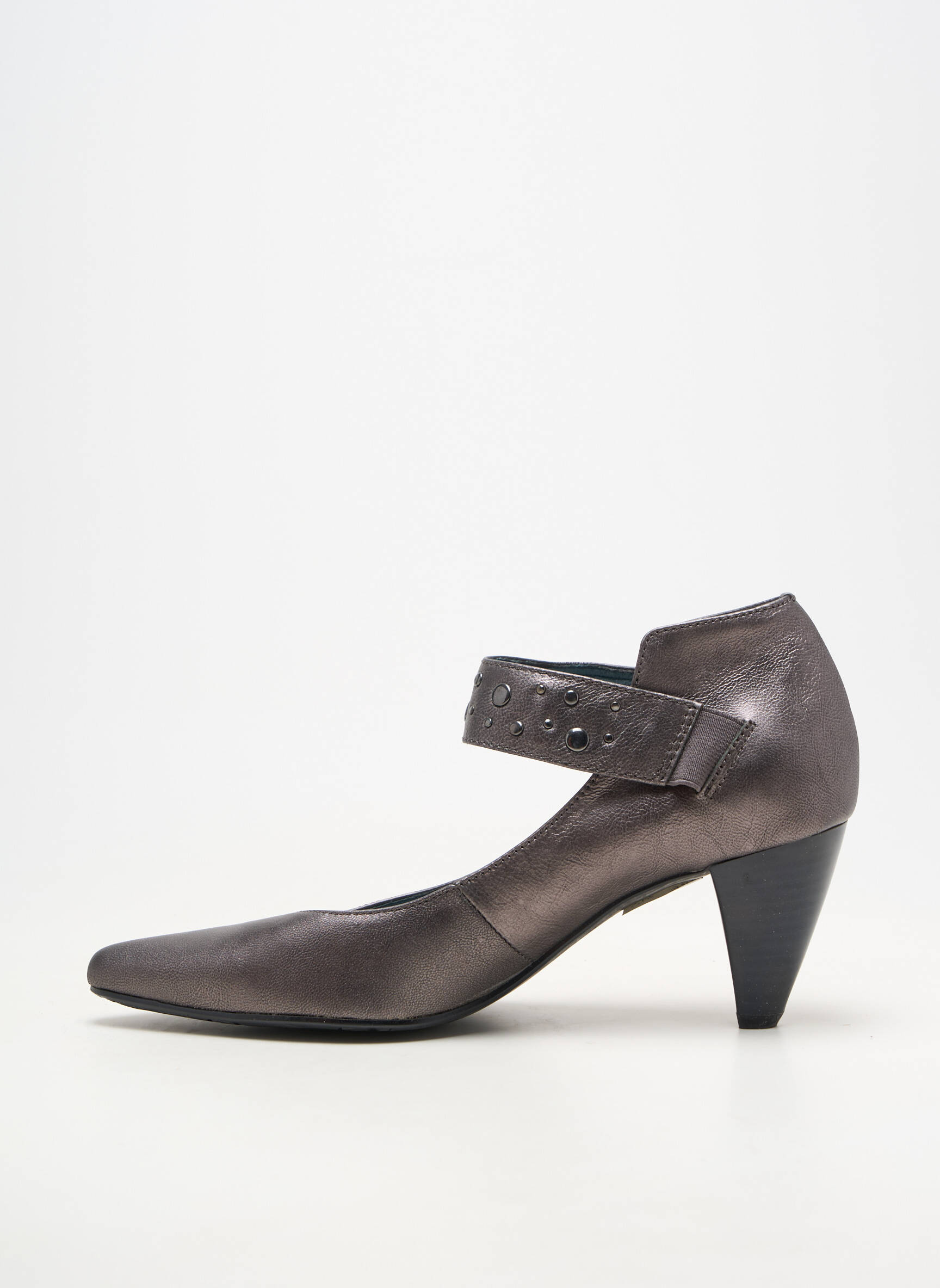 Pantofi cu toc material neted toc de 7 la 9 cm gri MADISON femeie