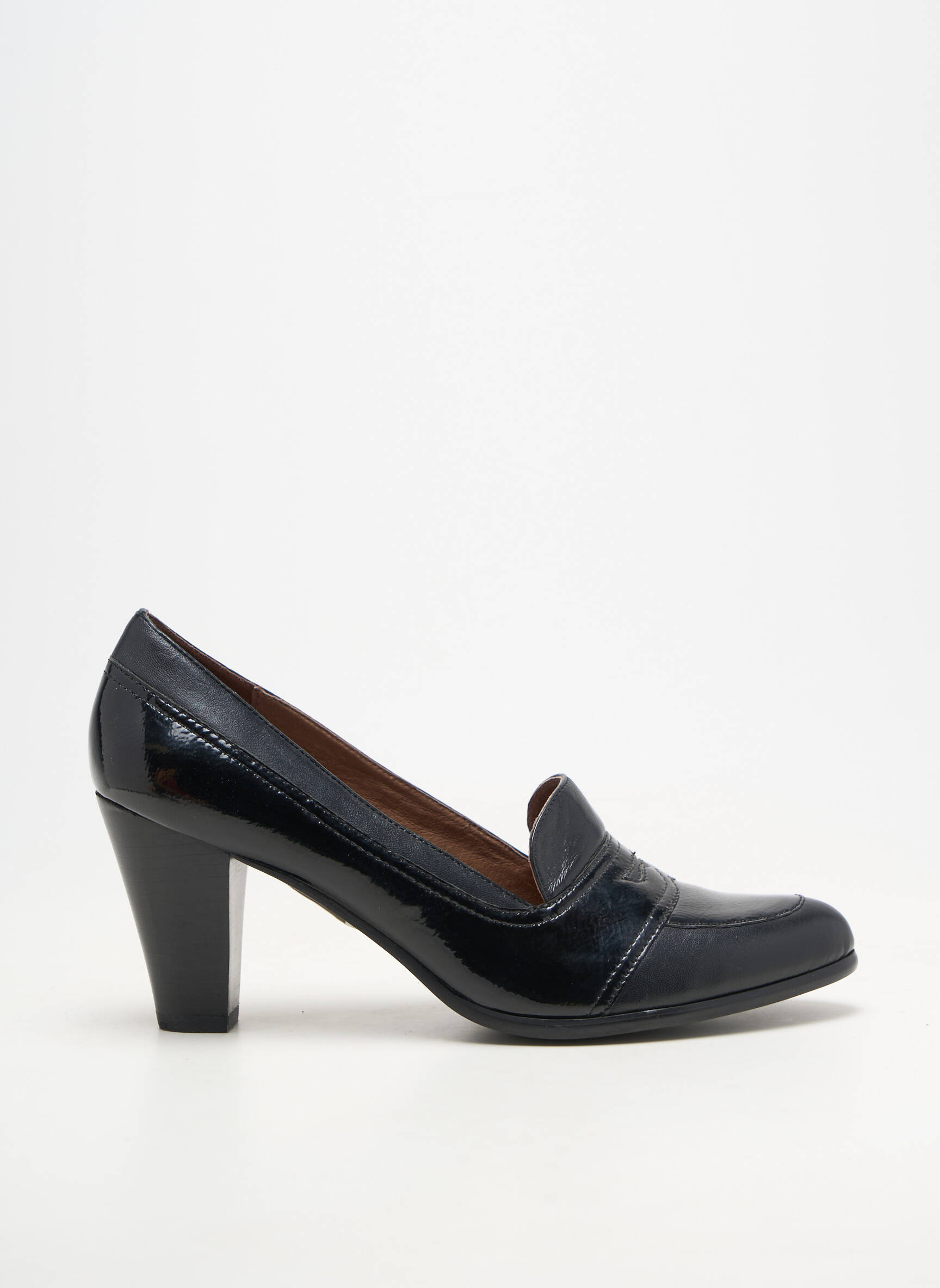 Pantofi cu toc material neted toc de 7 la 9 cm negru KARSTON femeie