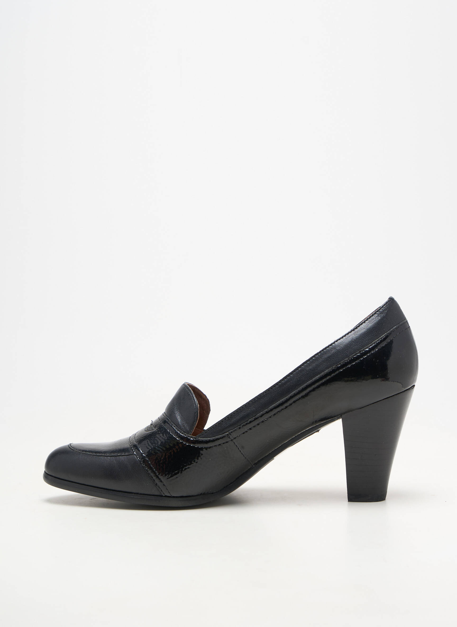 Pantofi cu toc material neted toc de 7 la 9 cm negru KARSTON femeie
