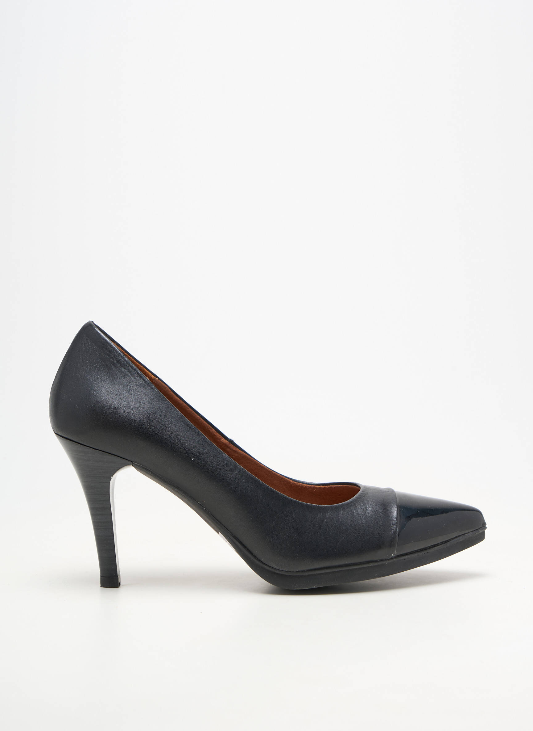 Pantofi cu toc material neted toc de 7 la 9 cm negru KARSTON femeie