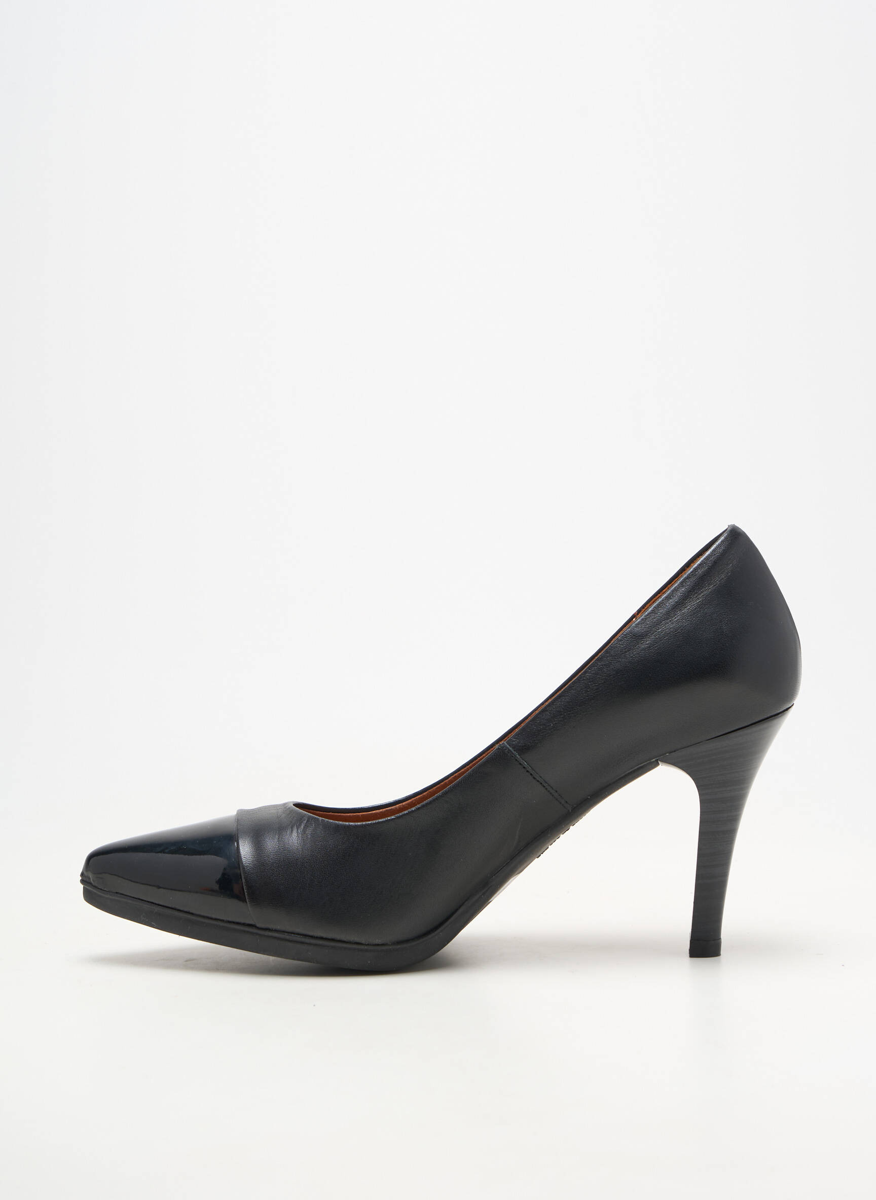 Pantofi cu toc material neted toc de 7 la 9 cm negru KARSTON femeie
