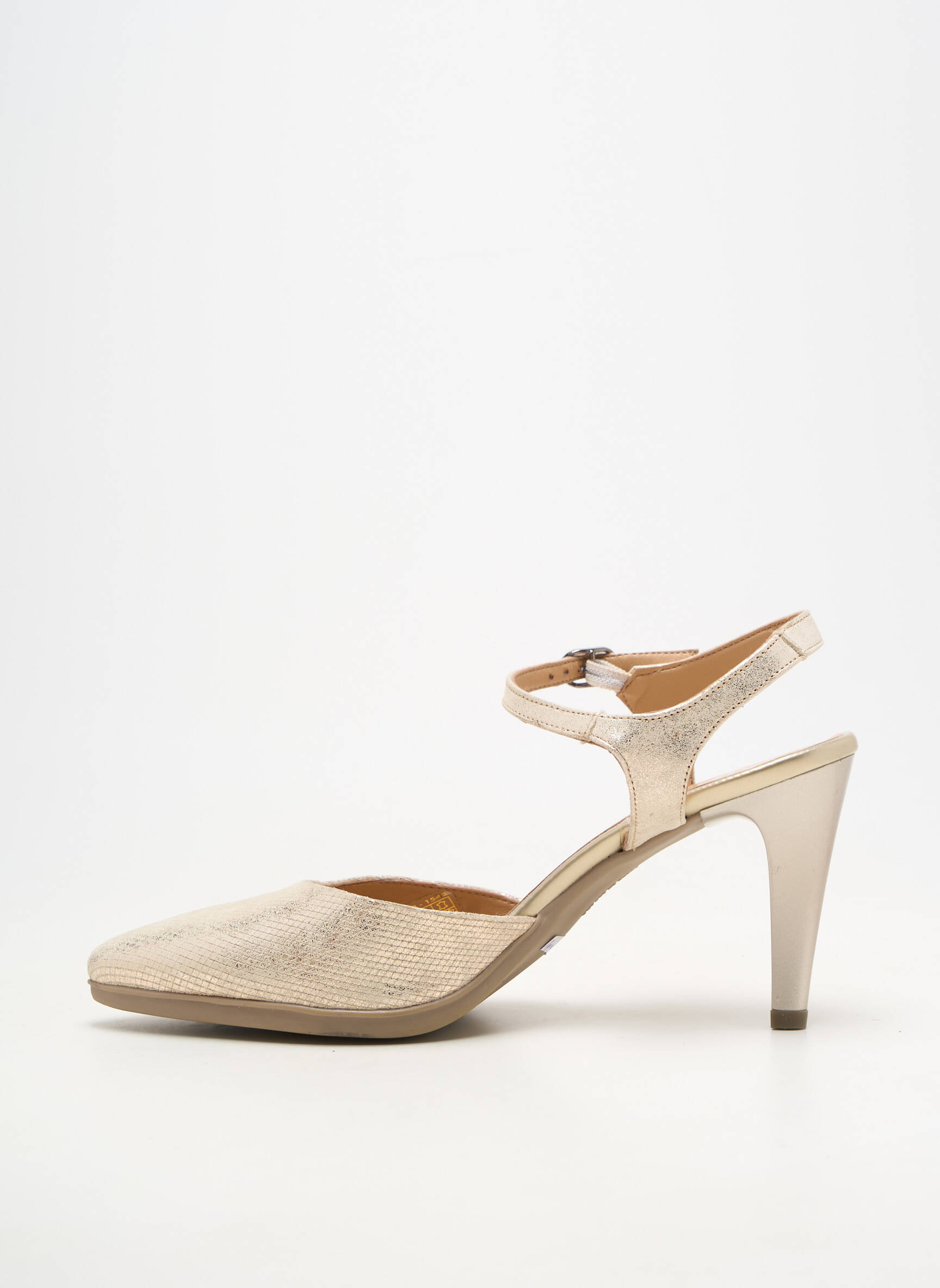Pantofi cu toc material neted toc de 7 la 9 cm auriu KARSTON femeie
