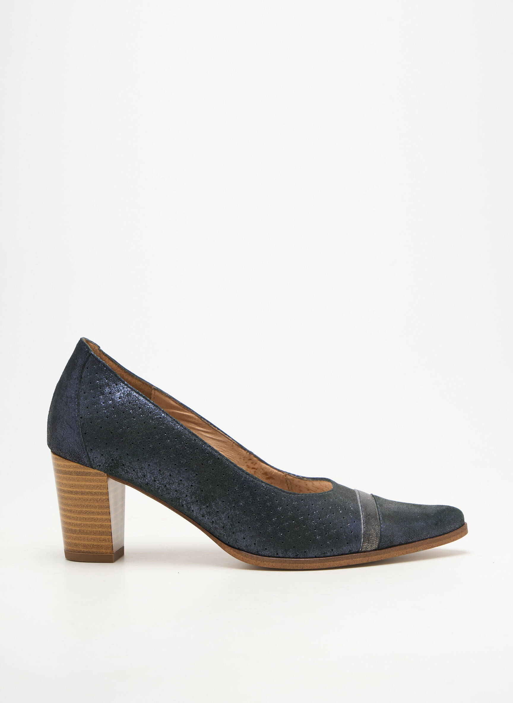 Pantofi cu toc material neted toc de 7 la 9 cm albastru KARSTON femeie