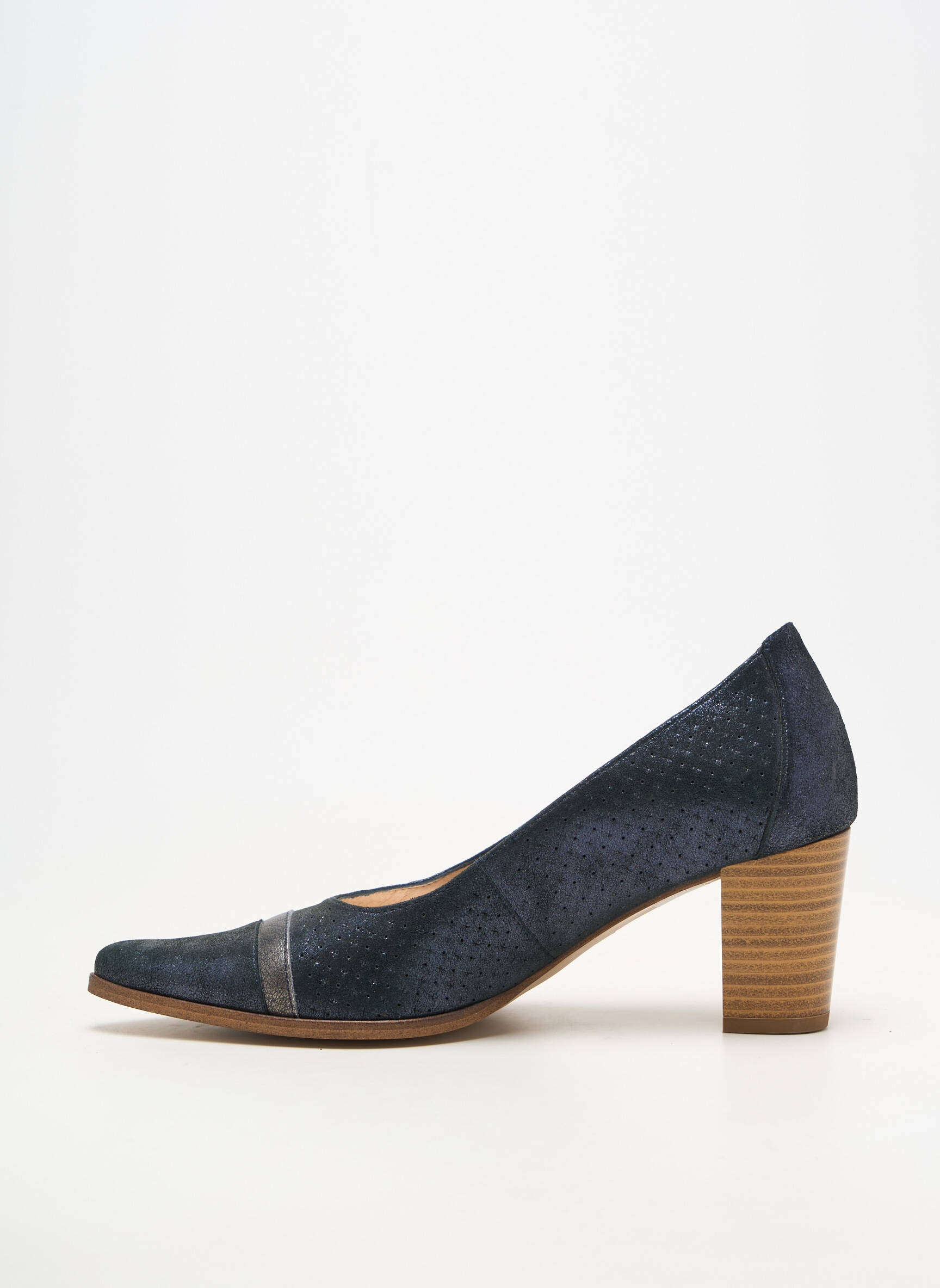 Pantofi cu toc material neted toc de 7 la 9 cm albastru KARSTON femeie