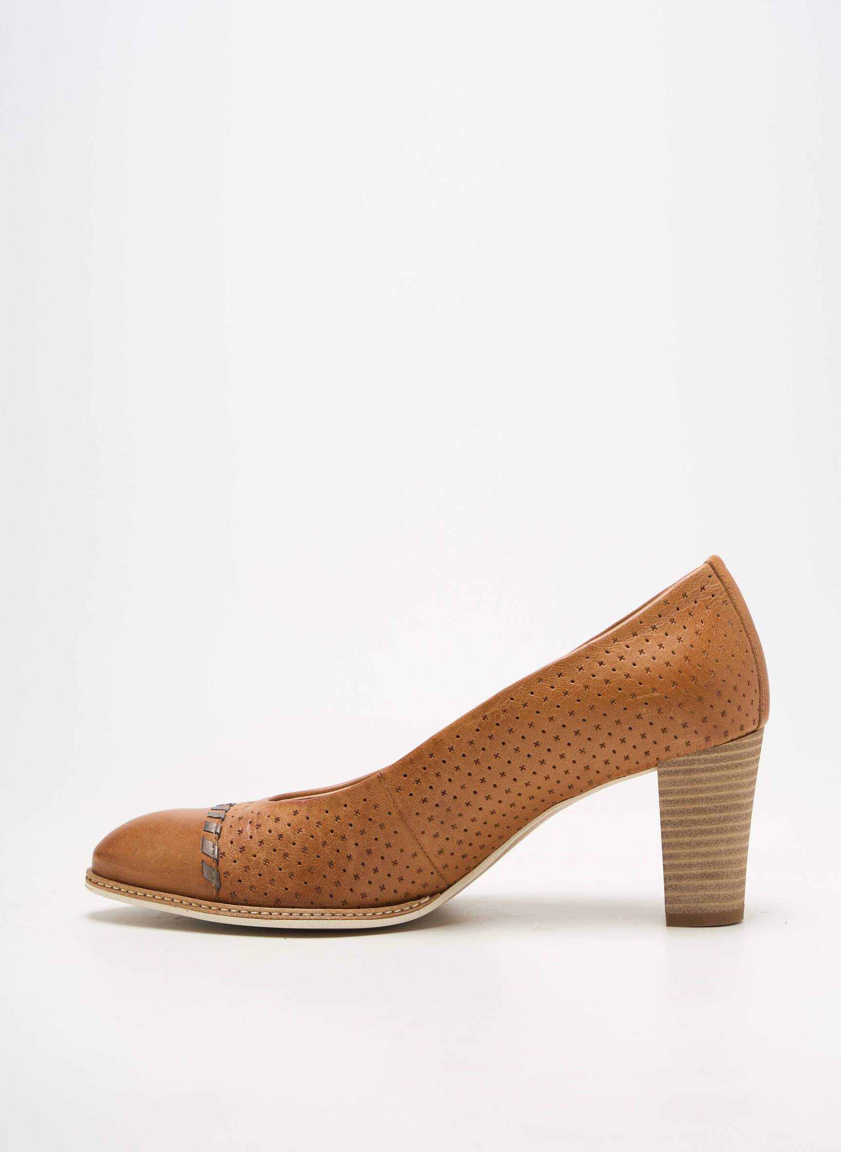 Pantofi cu toc material neted toc de 7 la 9 cm maro KARSTON femeie