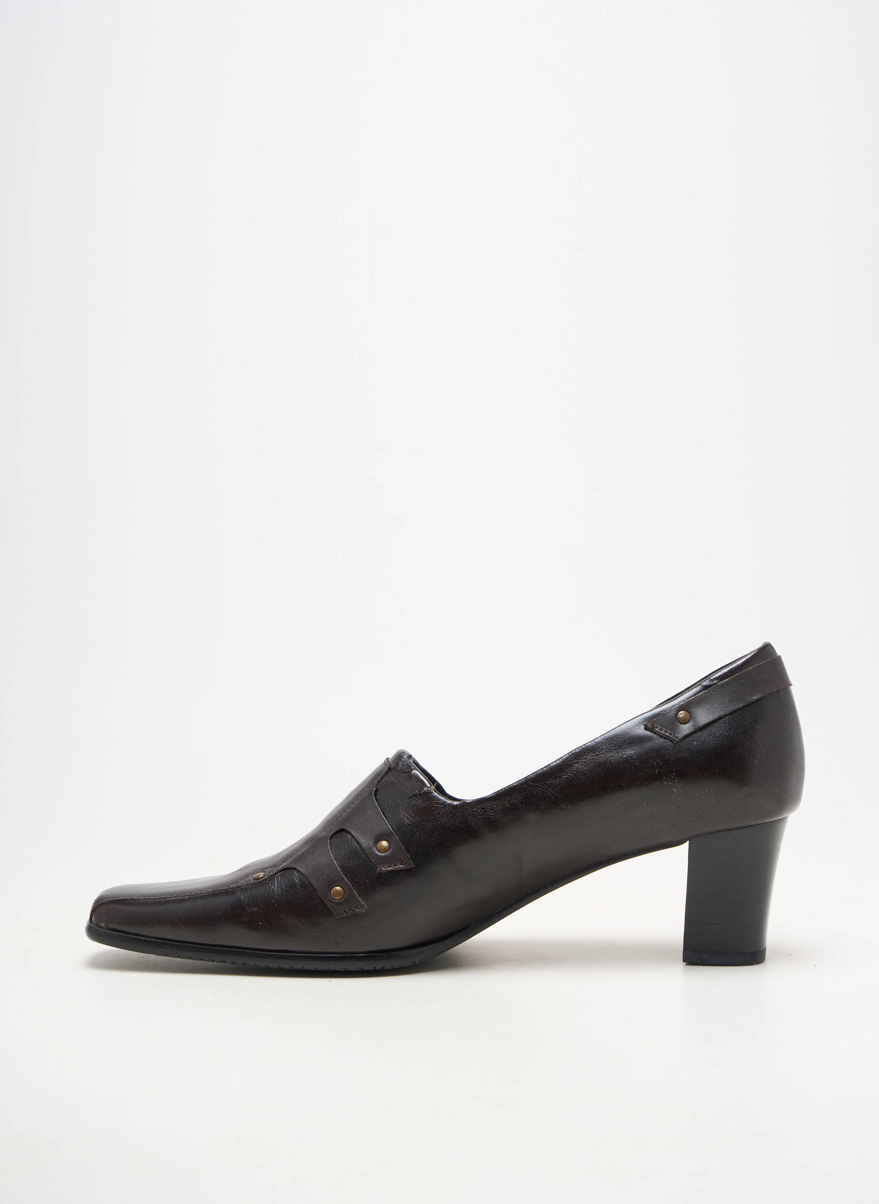 Pantofi cu toc material neted toc de 4 la 6 cm maro SWEET femeie