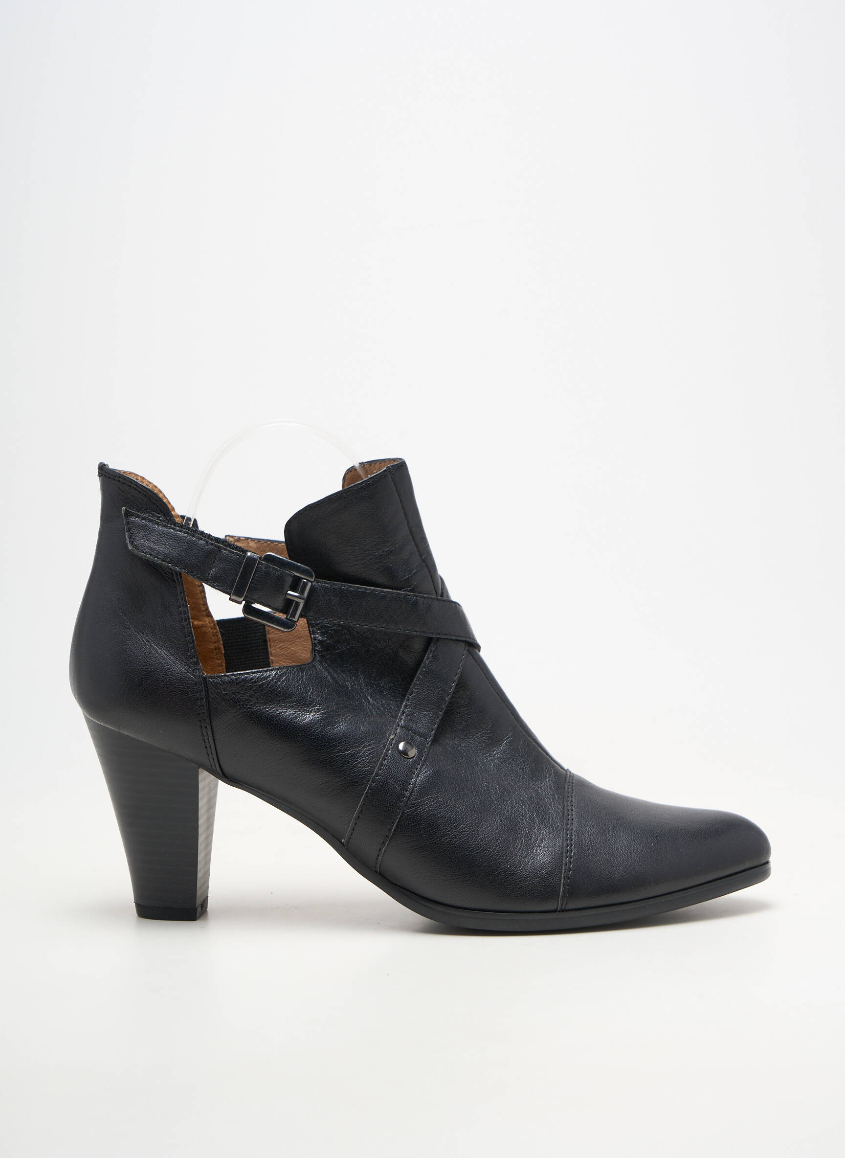Botine/ghete material neted toc de 7 la 9 cm negru KARSTON femeie