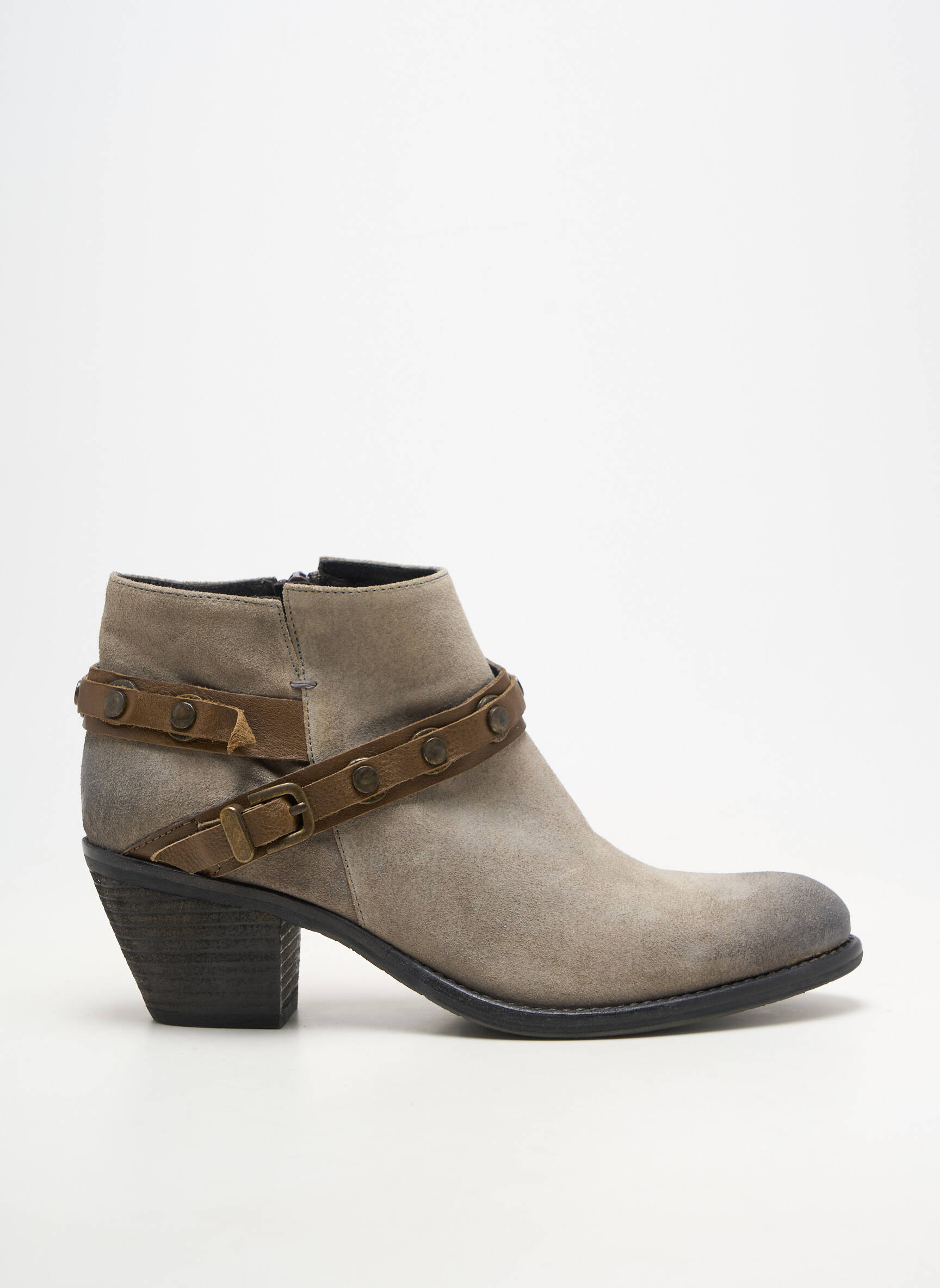 Botine/ghete material neted toc de 4 la 6 cm gri UN MATIN D'ETE femeie