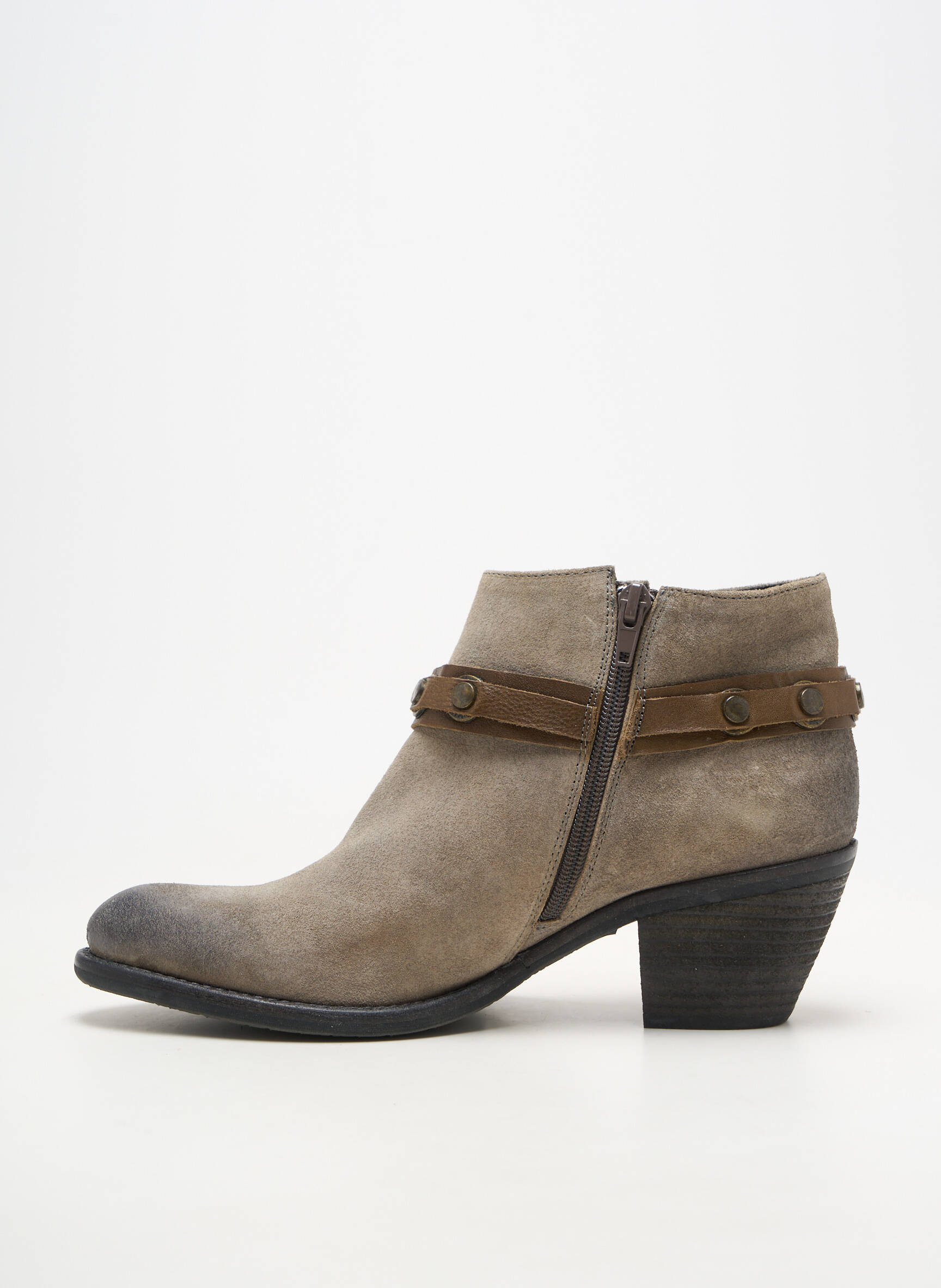 Botine/ghete material neted toc de 4 la 6 cm gri UN MATIN D'ETE femeie