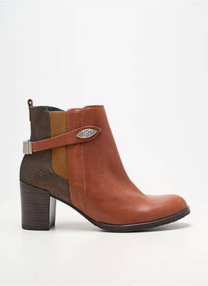 Botine/ghete material neted toc de 7 la 9 cm maro KARSTON femeie