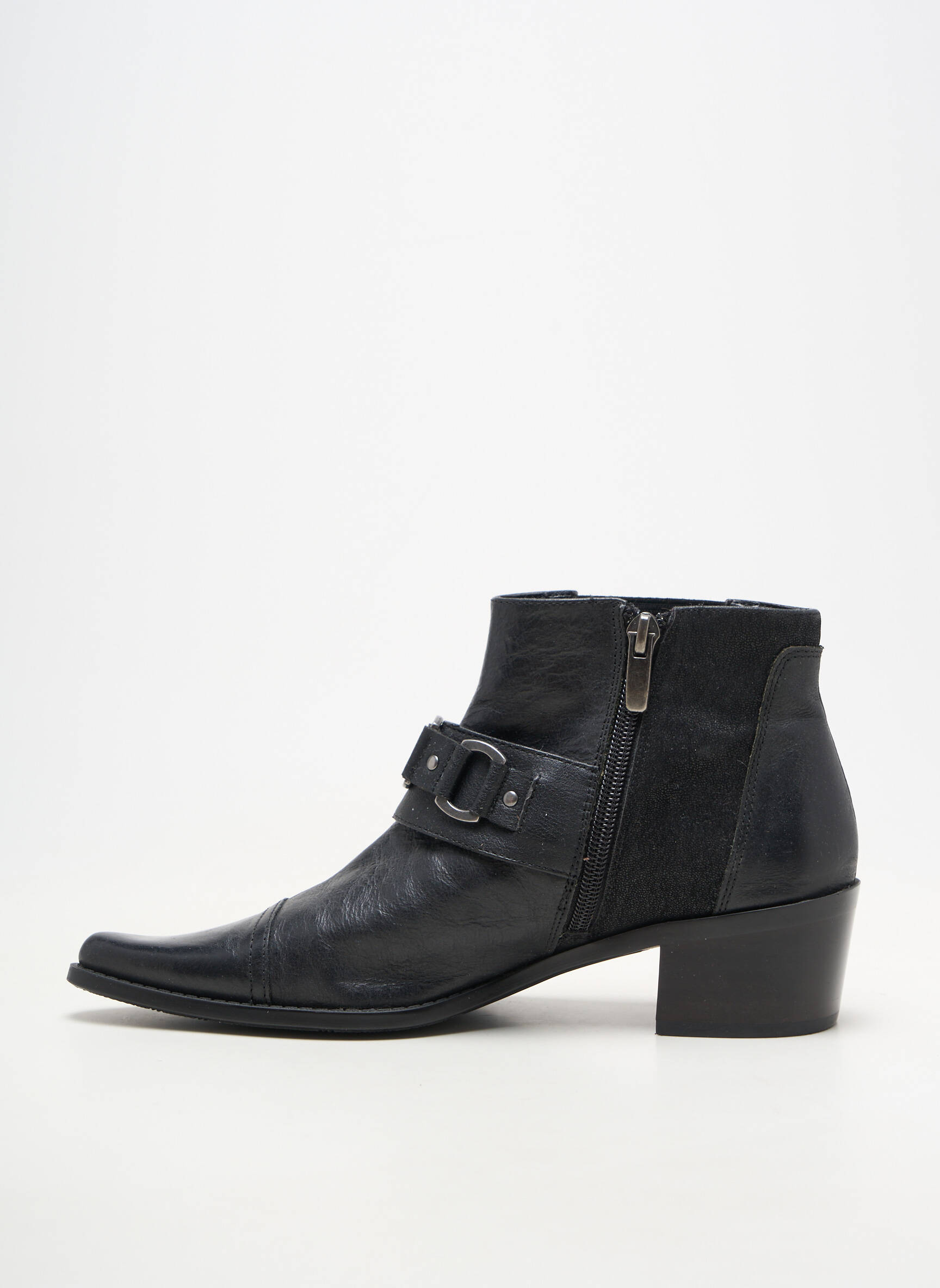 Botine/ghete material neted toc de 4 la 6 cm negru MADISON femeie