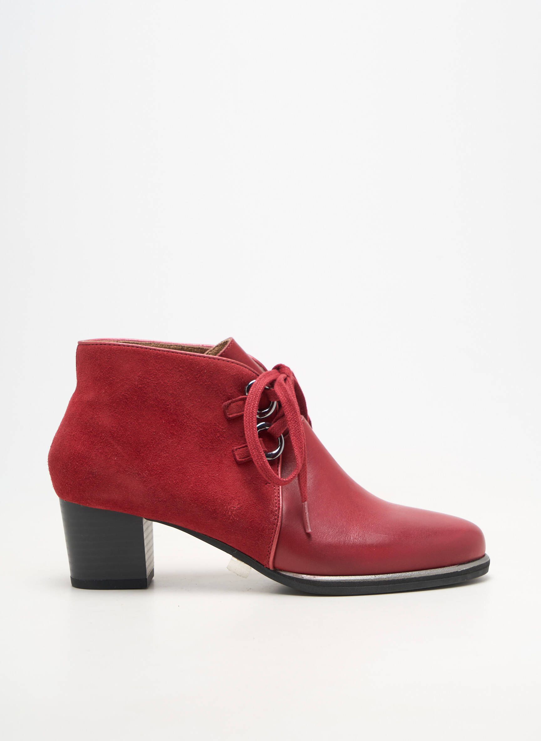 Botine/ghete material neted toc de 4 la 6 cm roșu SWEET femeie