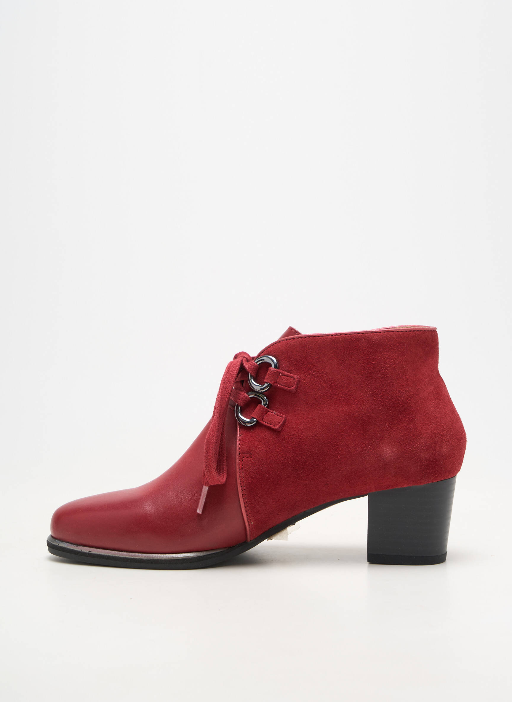 Botine/ghete material neted toc de 4 la 6 cm roșu SWEET femeie