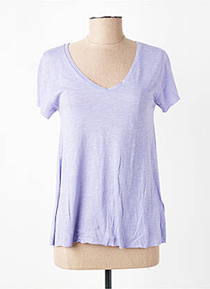Tricou guler în v mâneci scurte violet AMERICAN VINTAGE femeie