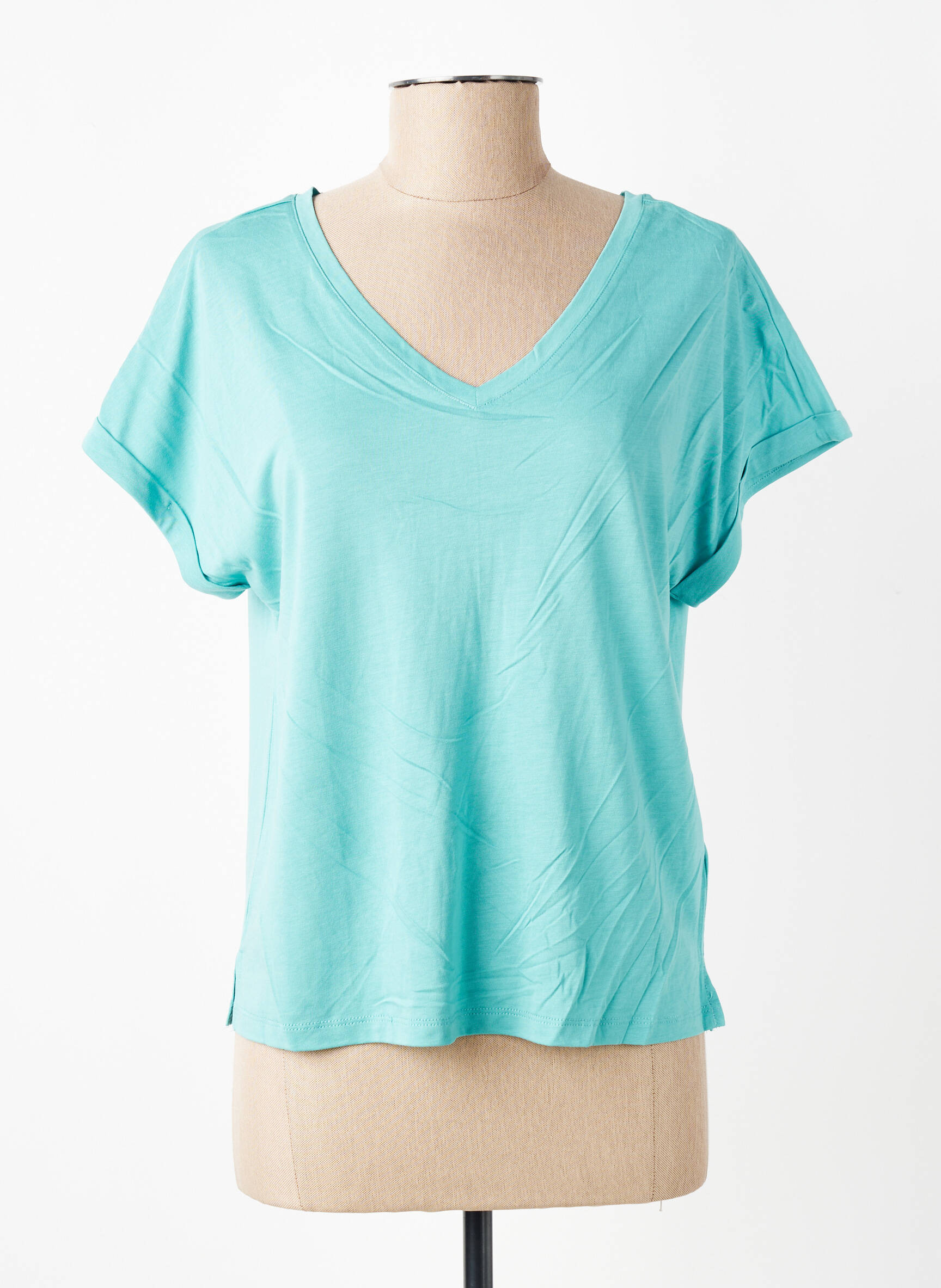 Tricou guler în v mâneci scurte albastru LOLA ESPELETA femeie