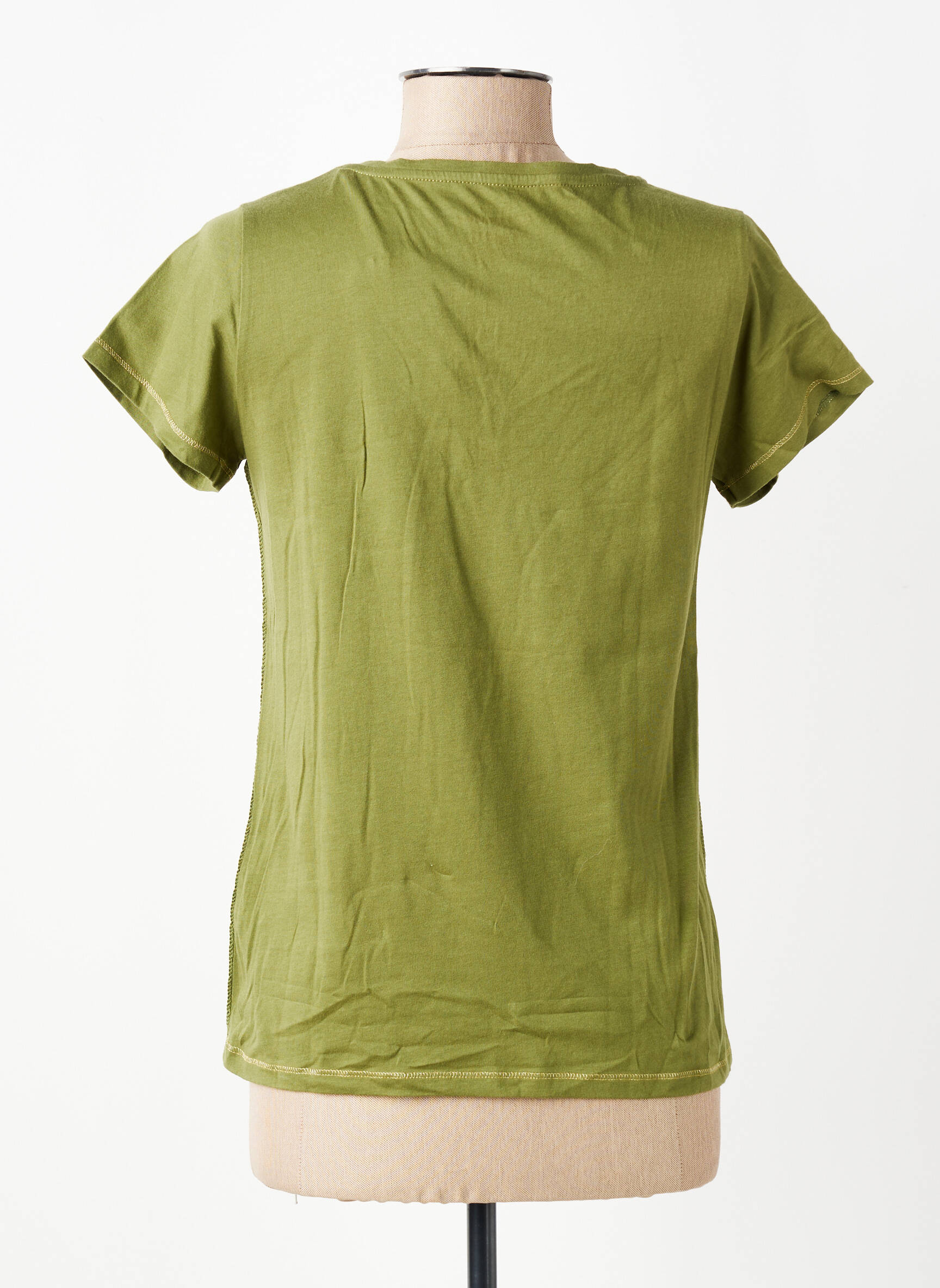 Tricou guler în v mâneci scurte verde KANOPE femeie
