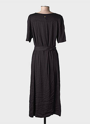 Rochie lungă țesătură poplin mâneci scurte negru LOLA ESPELETA femeie