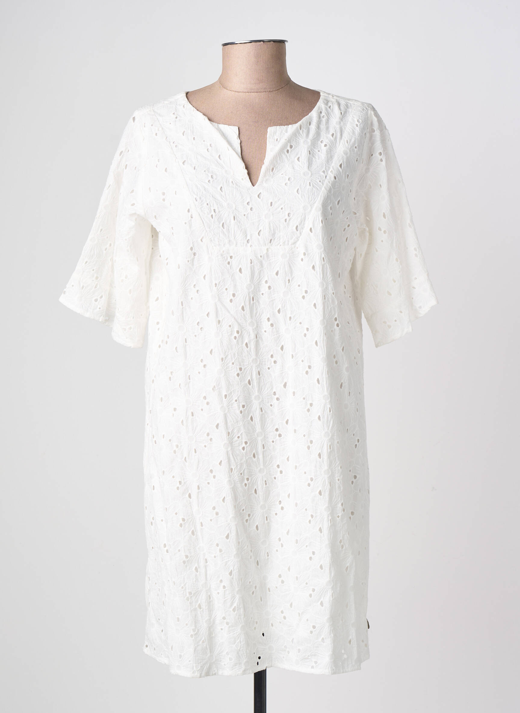 Rochie midi mâneci scurte mâneci scurte alb FREEMAN T.PORTER femeie