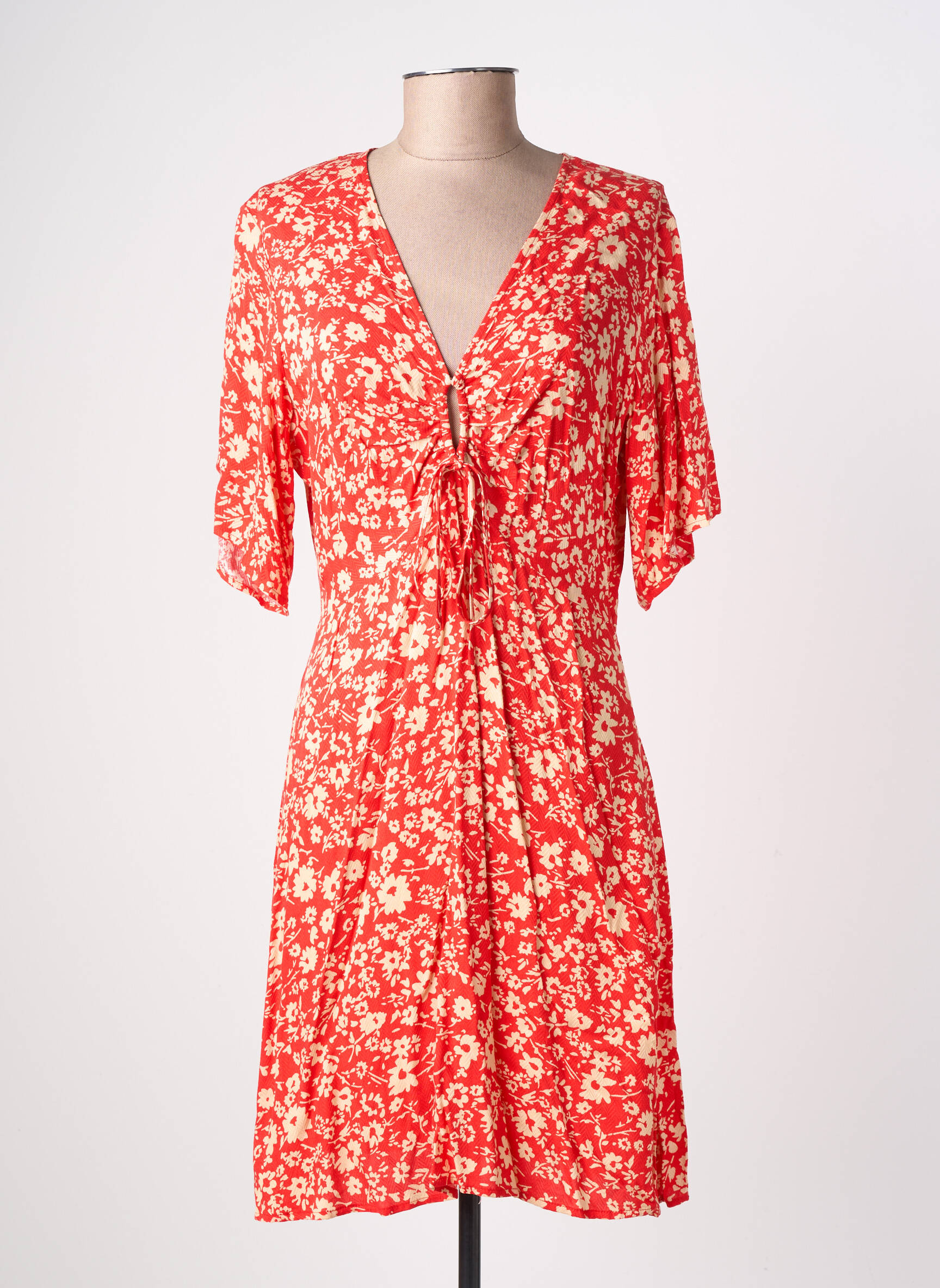 Rochie midi imprimeu floral mâneci scurte roșu FREEMAN T.PORTER femeie