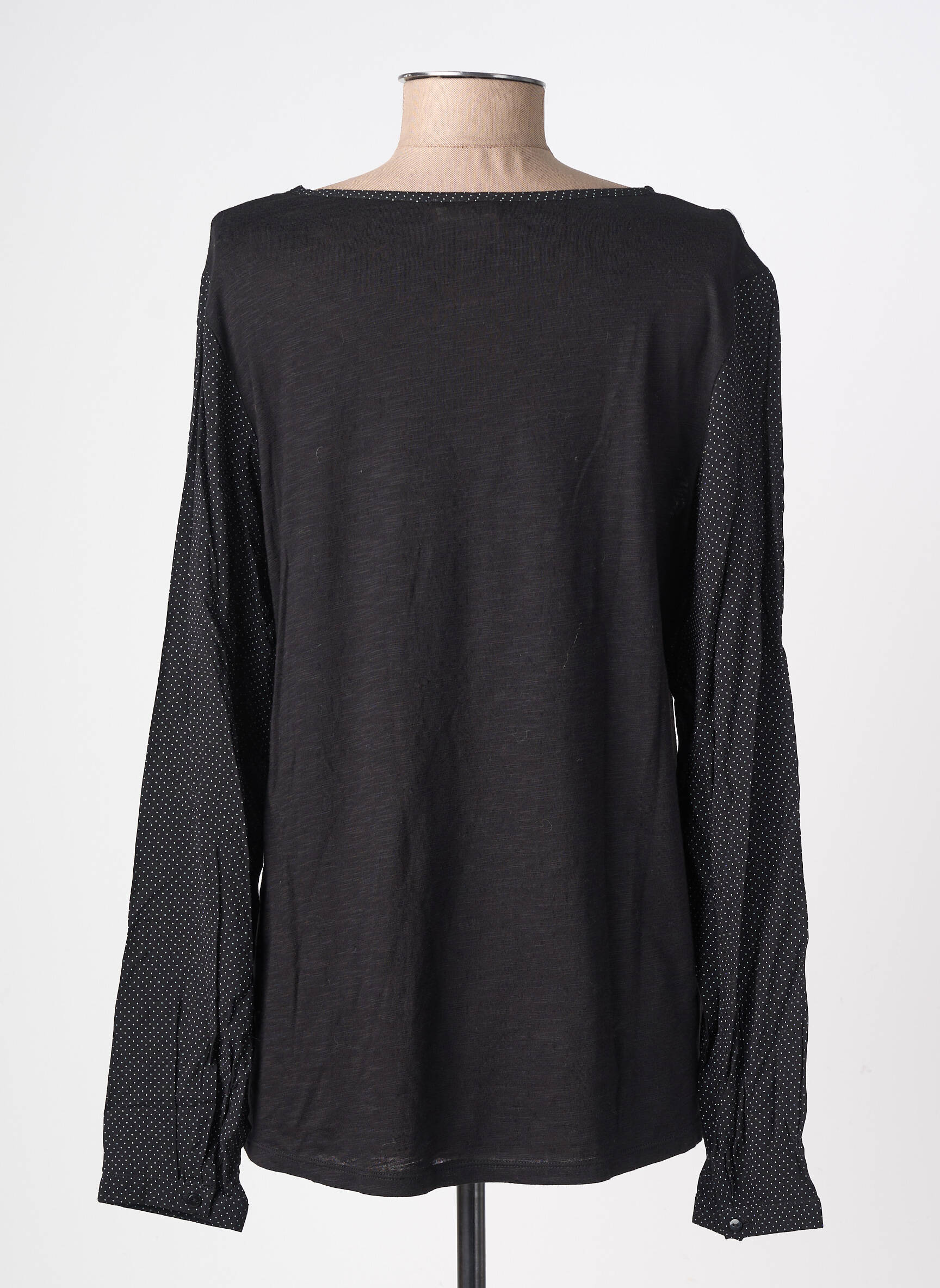 Top țesătură jersey mâneci lungi negru YERSE femeie