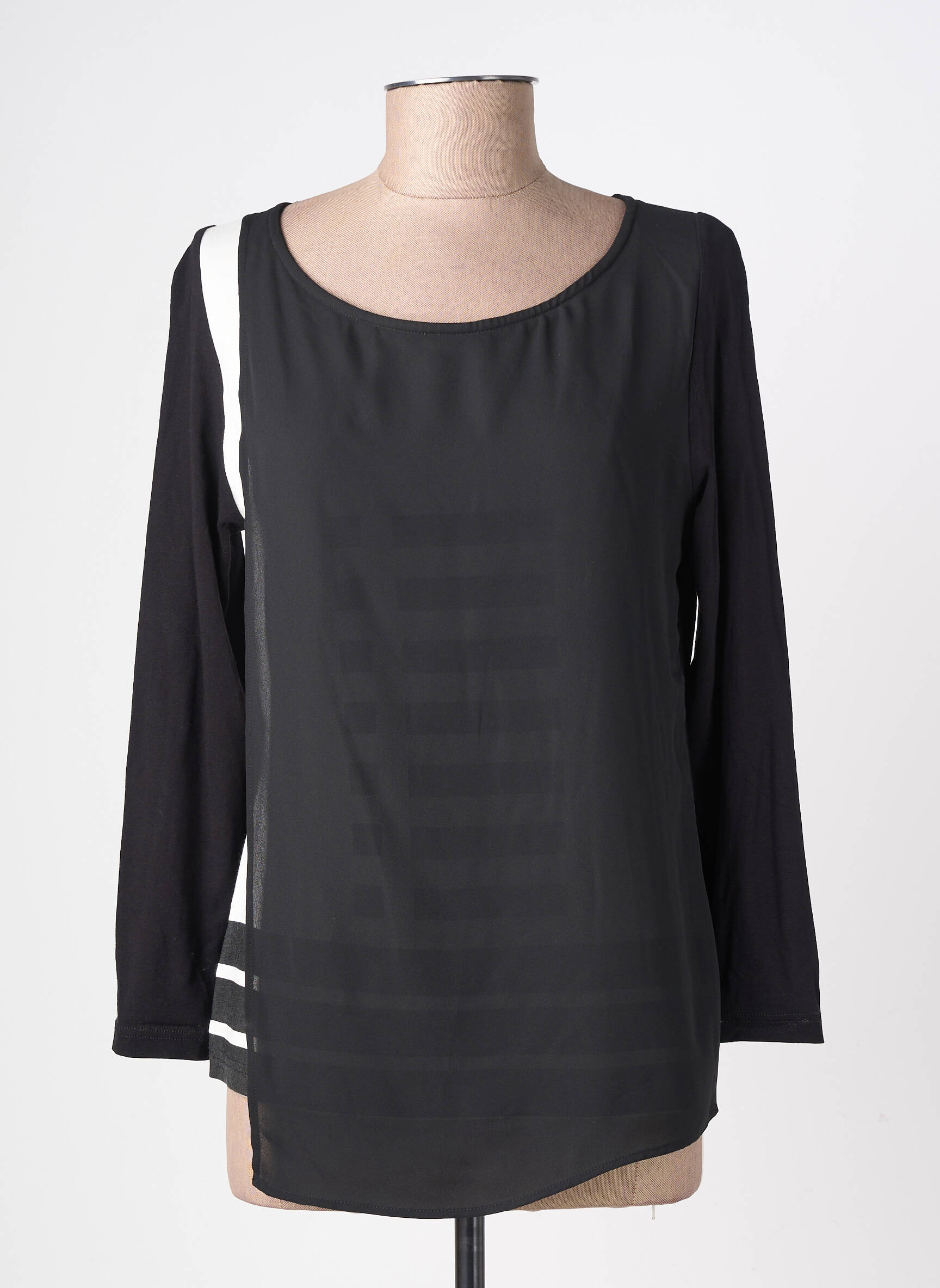Top elasticitate mâneci lungi negru AKELA KEY femeie
