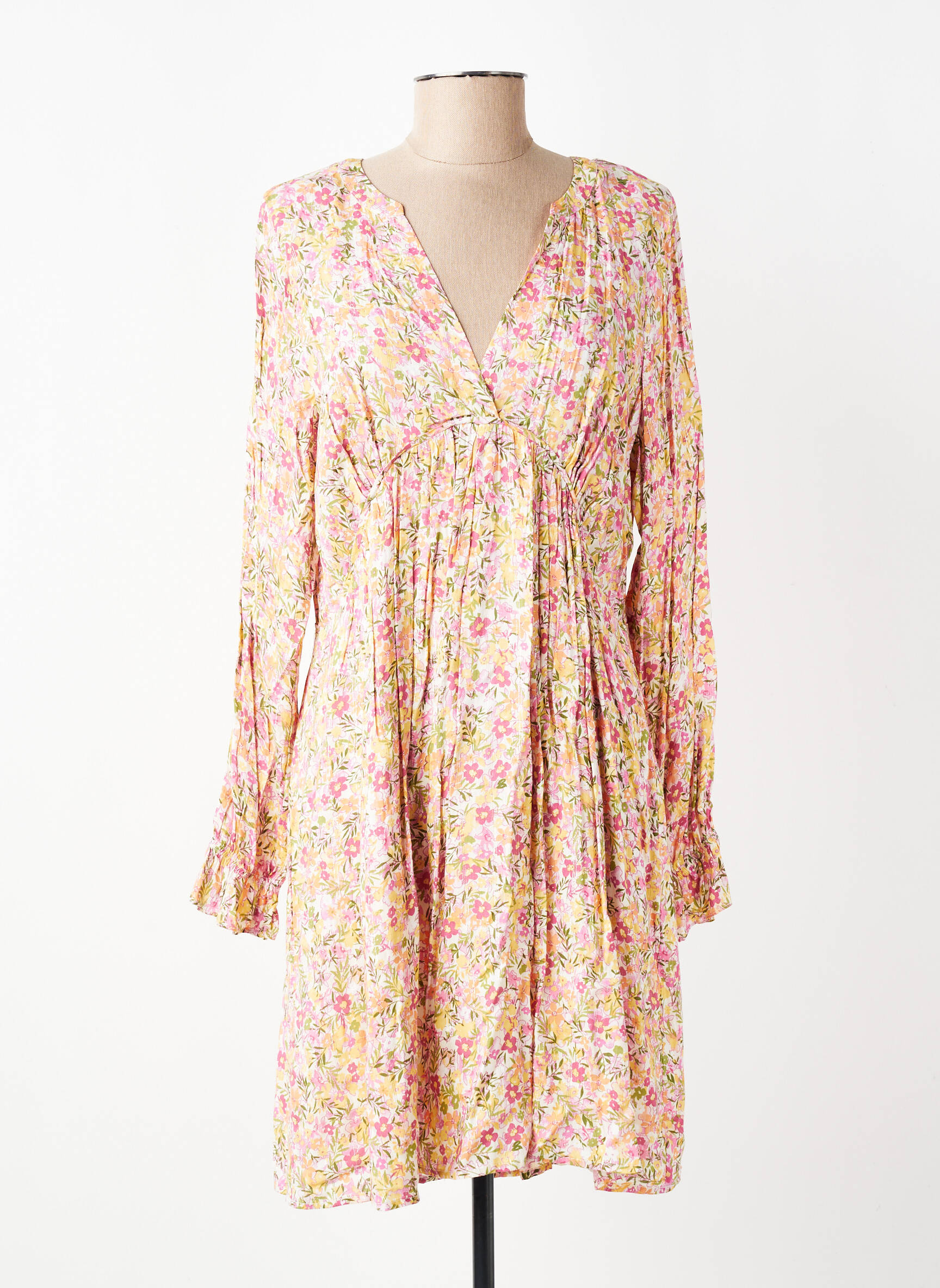 Rochie midi imprimeu floral mâneci lungi roz LPB LES PETITES BOMBES  femeie