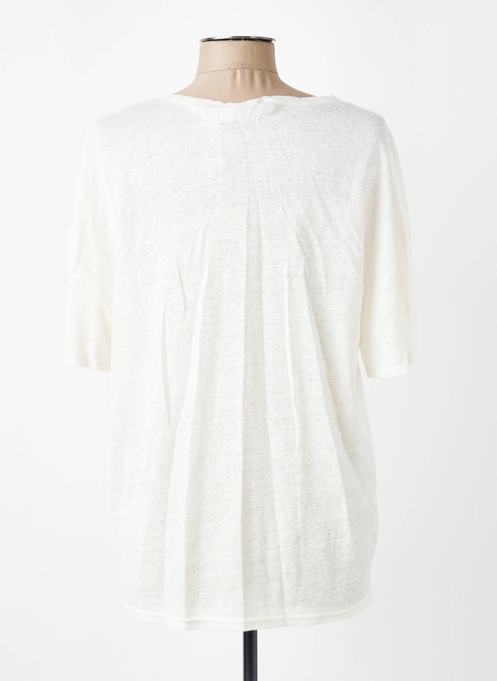 Tricou guler în v mâneci scurte alb INDI & COLD femeie