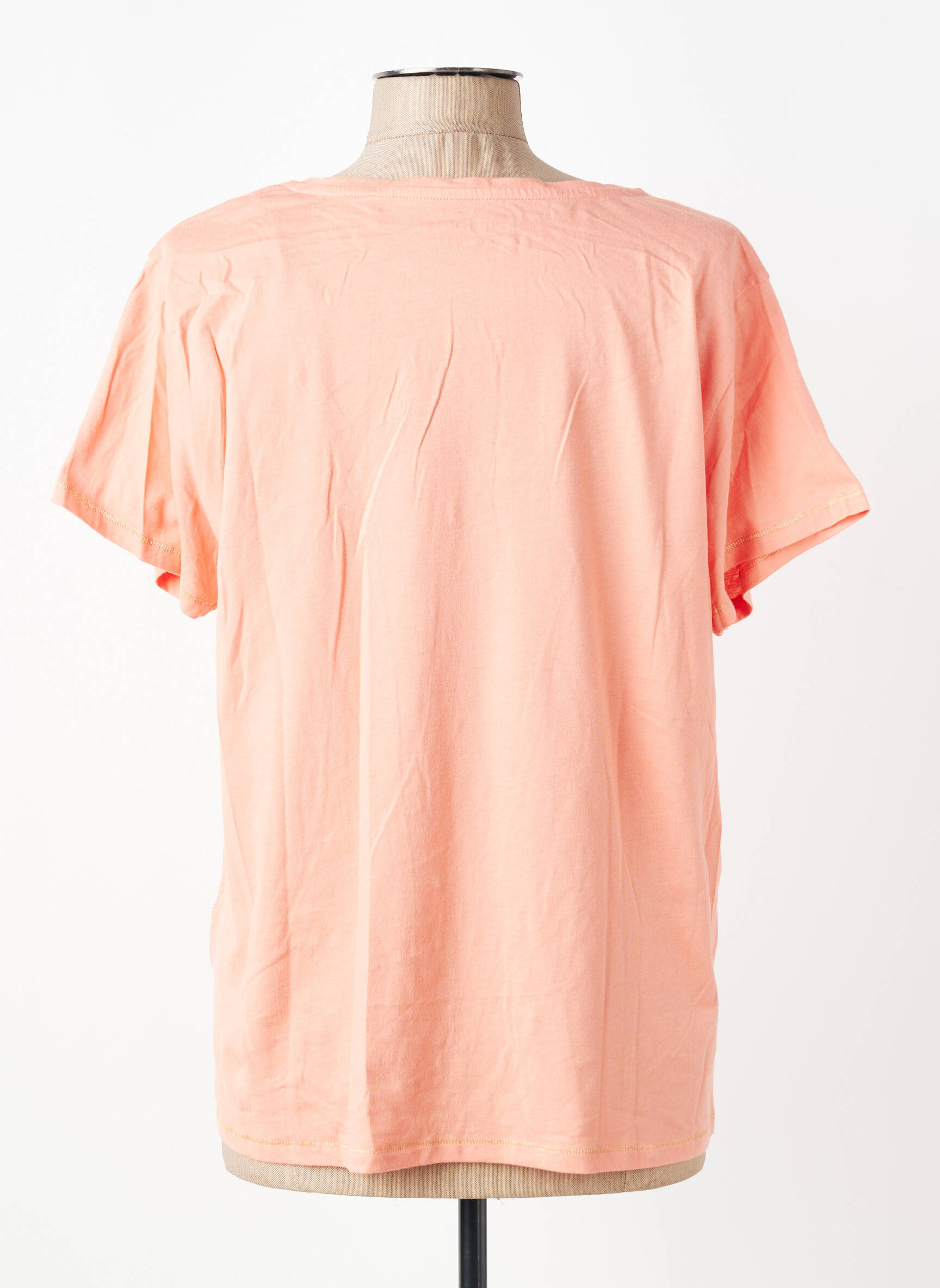 Tricou guler în v mâneci scurte roz KANOPE femeie