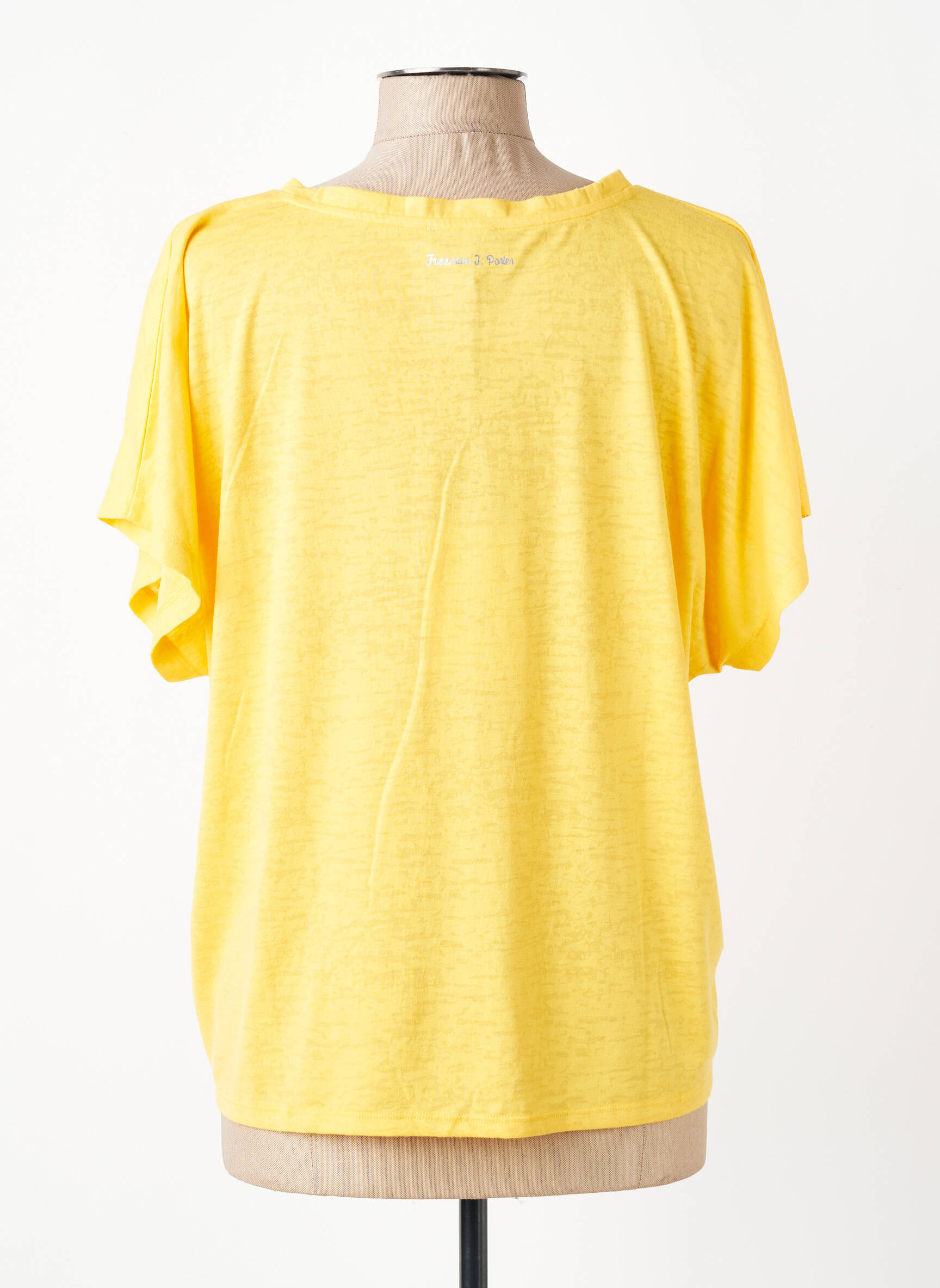 Tricou guler în v mâneci scurte galben FREEMAN T.PORTER femeie